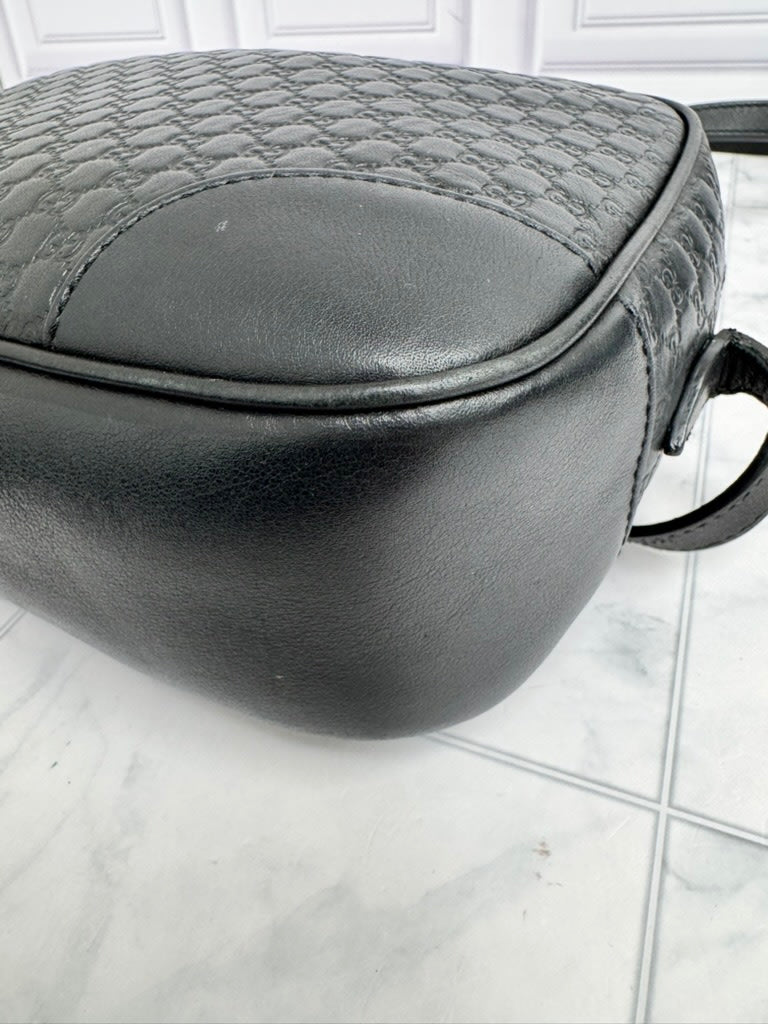 Gucci Black Microguccissima Leather Bree Messenger Mini Shoulder Bag