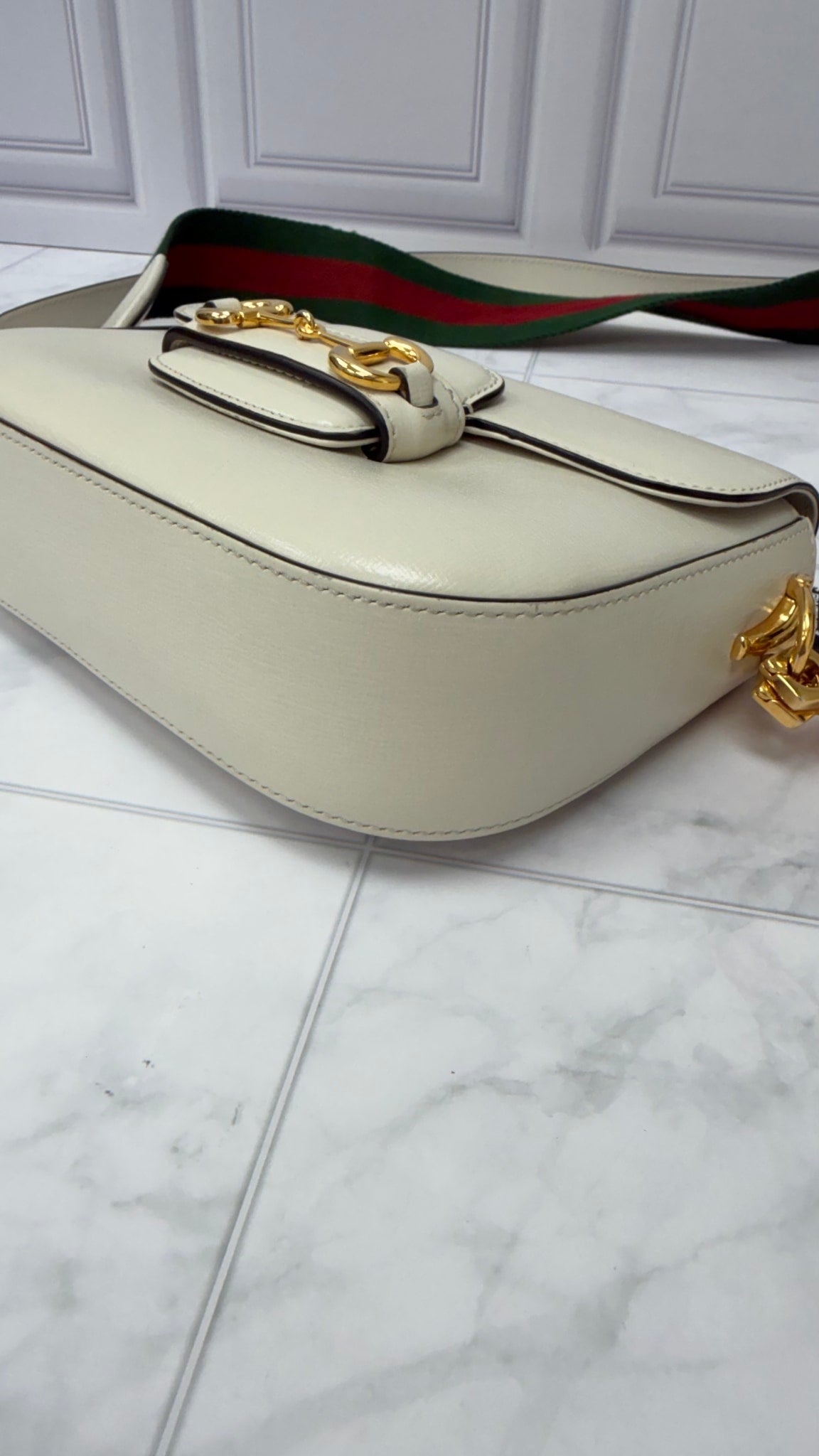 Gucci Ivory Leather 1955 Small Horsebit Crossbody