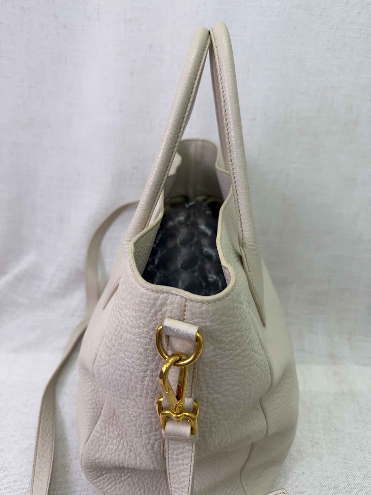 Prada Cream Tumbled Leather 2way Bag