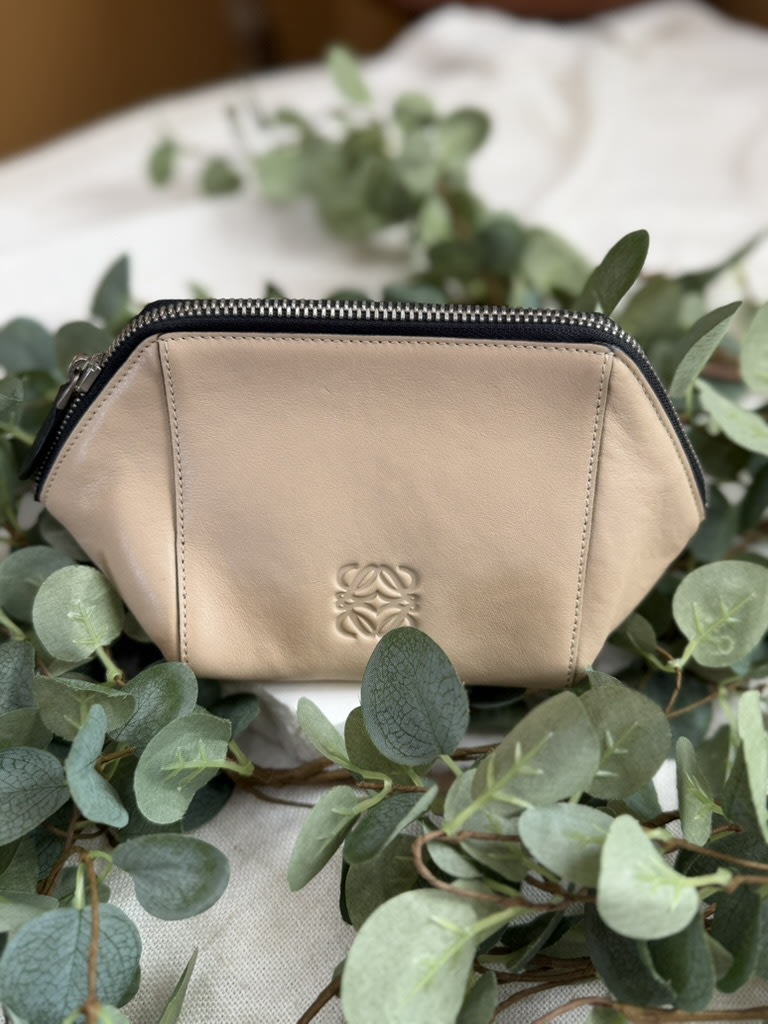 Loewe Beige Leather Anagram Pouch
