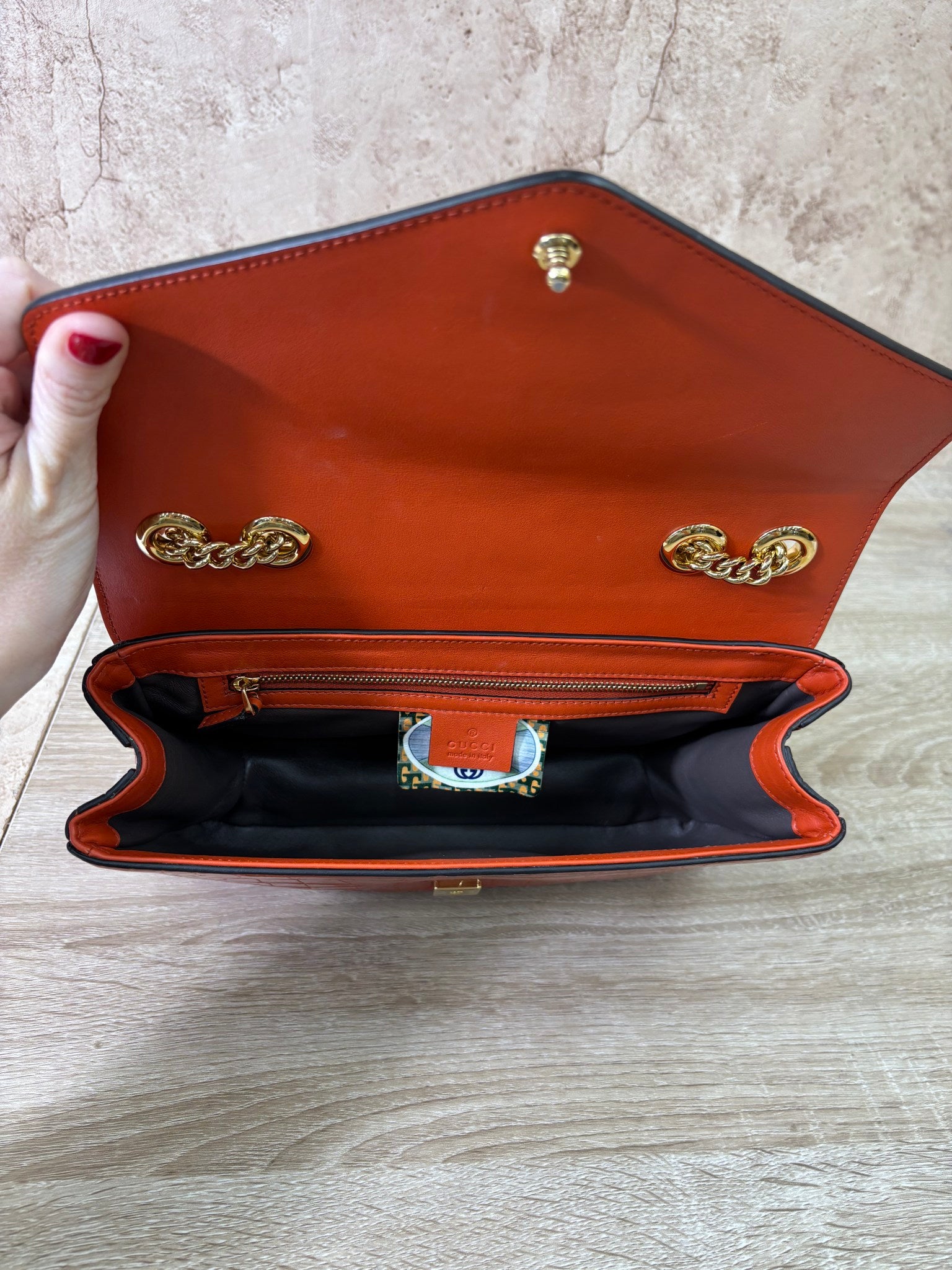 Gucci Orange Crocodile Raja Shoulder Bag