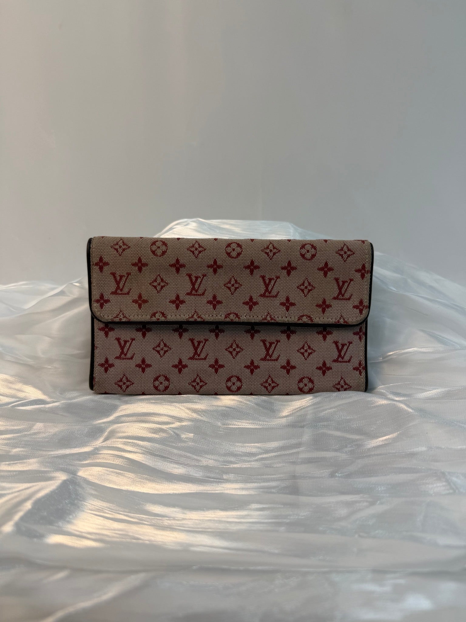 Louis Vuitton Burgundy Canvas Mini Lin Snap Wallet