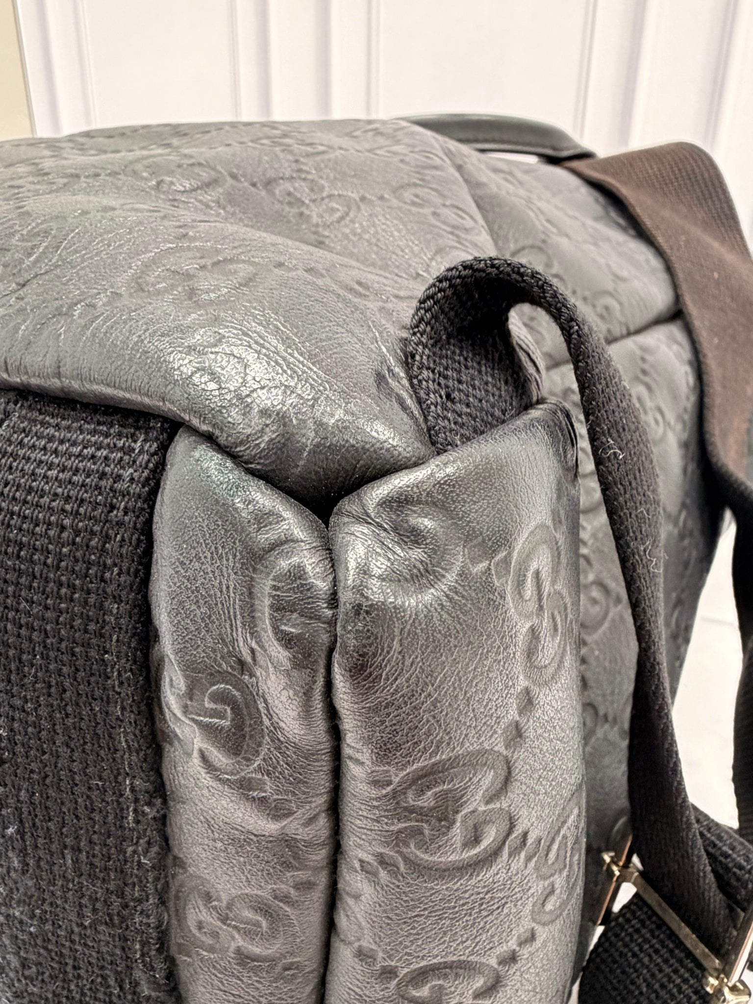 Gucci Black Guccissima Leather Backpack 