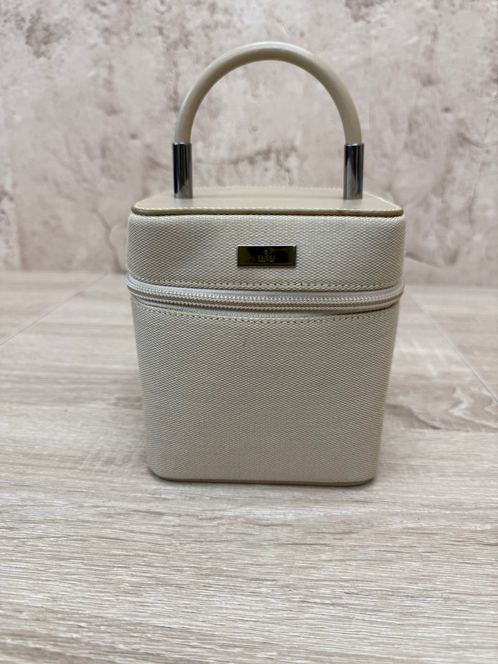 Gucci Beige Canvas Top Handle Vanity Bag
