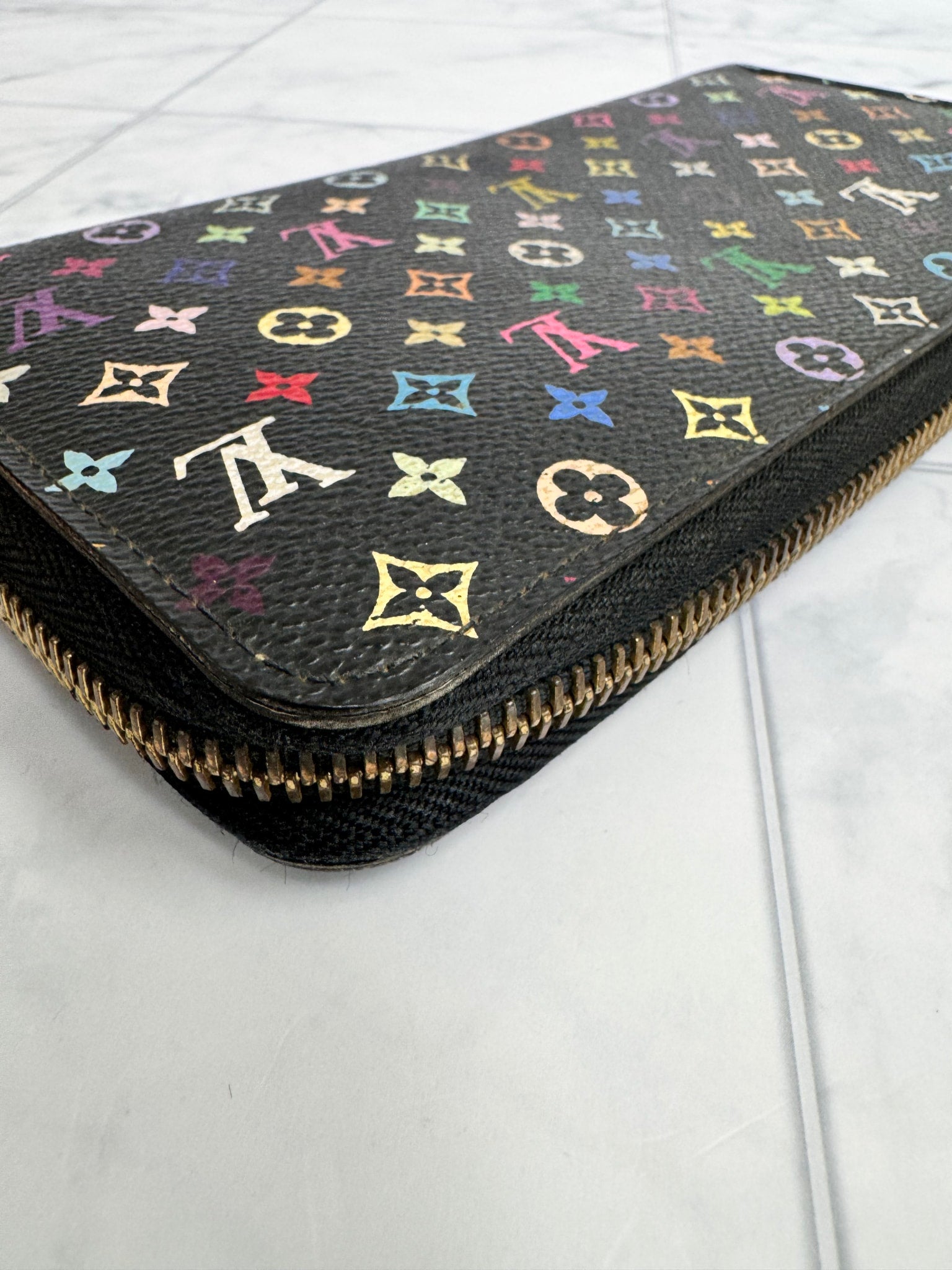 Louis Vuitton Black Murakami Long Zippy Wallet
