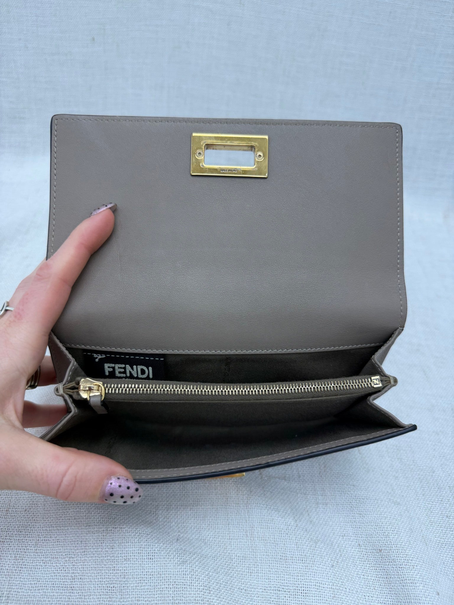 Fendi Tan Leather Peekaboo Long Wallet