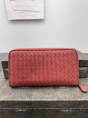 Bottega Veneta Brick Red Intrecciato Leather Zippy Wallet