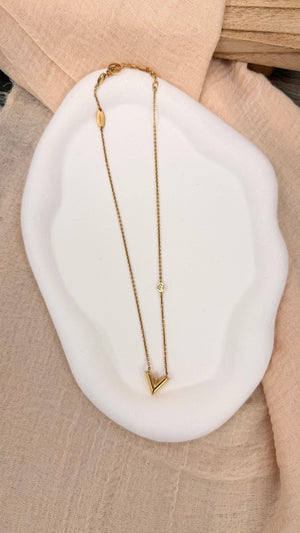 Louis Vuitton Gold Tone Essential V Necklace