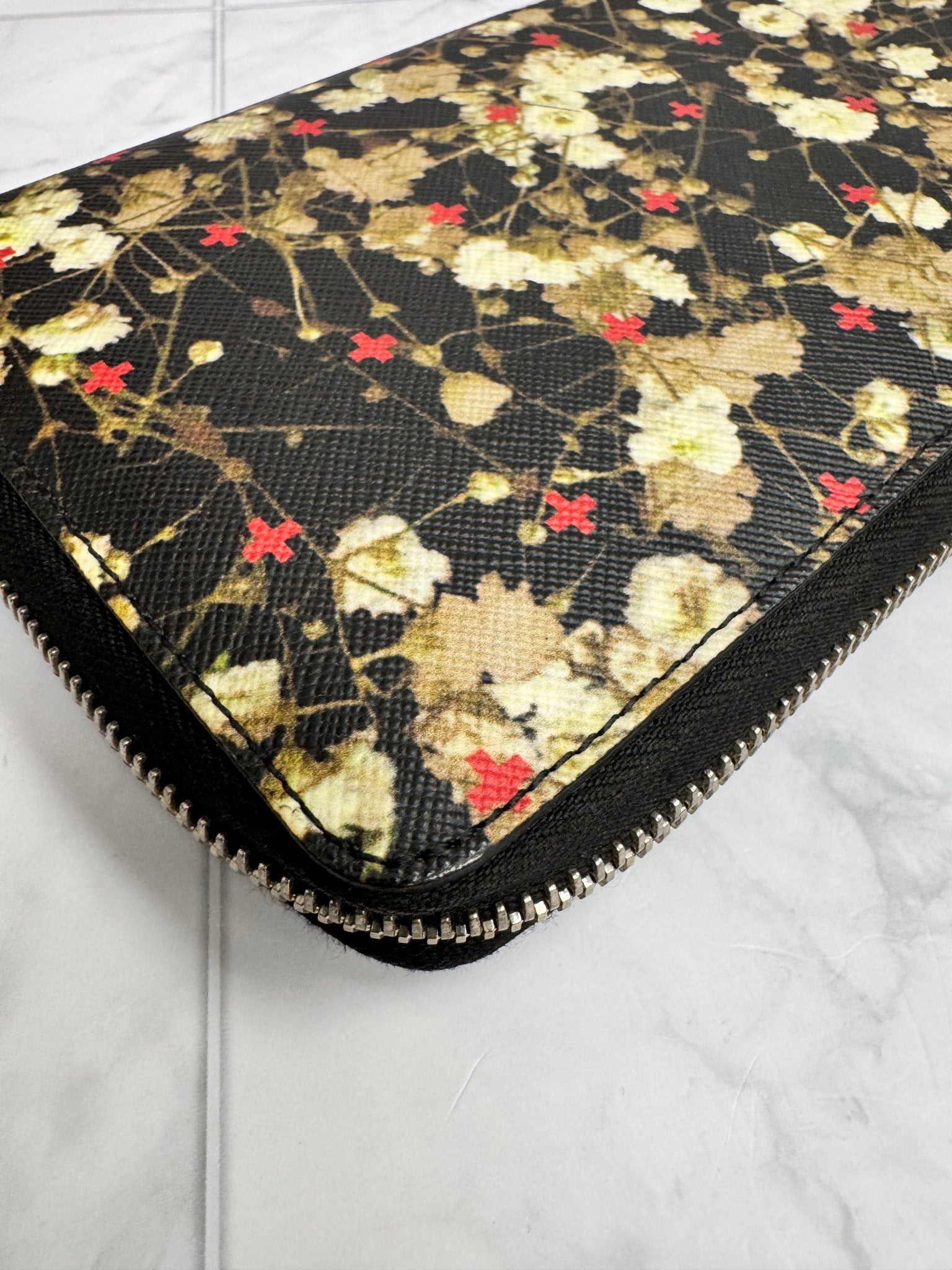Givenchy Black Floral Coated Canvas Long Zippy Wallet