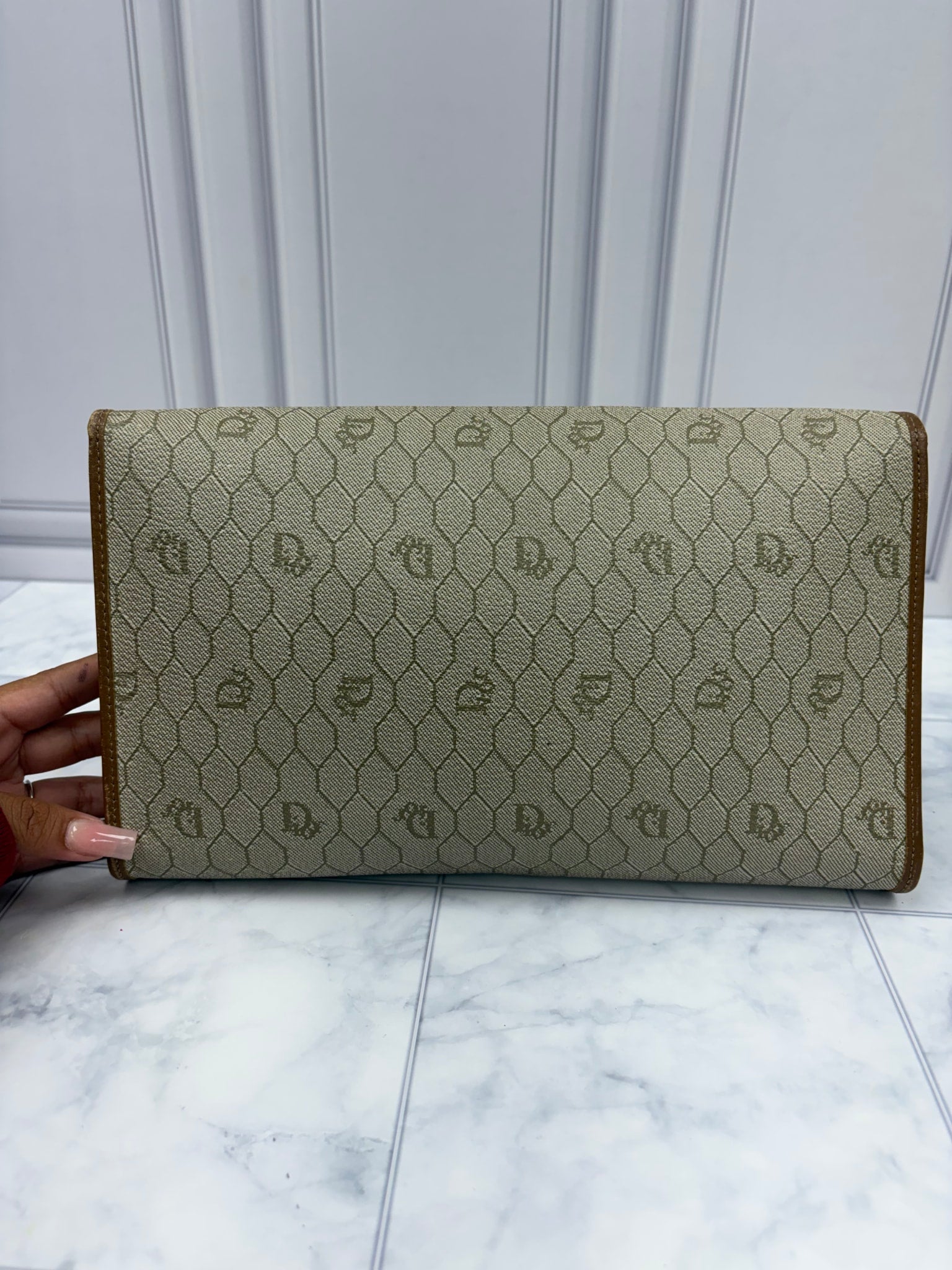 Christian Dior Honey Comb Chain Shoulder Bag with Kiss Lock Wallet