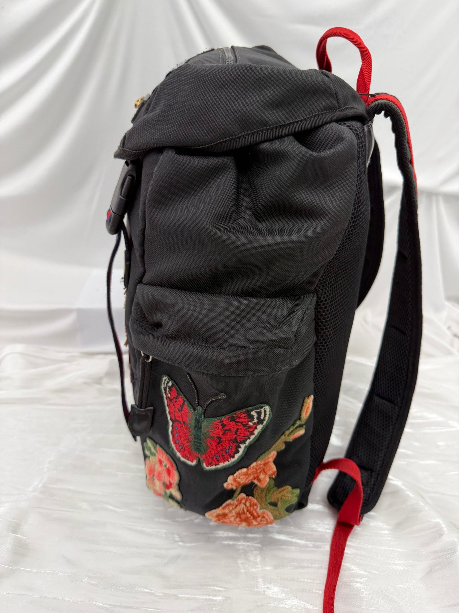 Gucci Black Nylon Embroidered Tiger Backpack