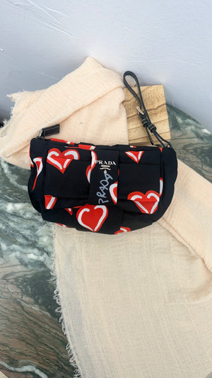 LIKE NEW - Prada Black Nylon Heart Clutch