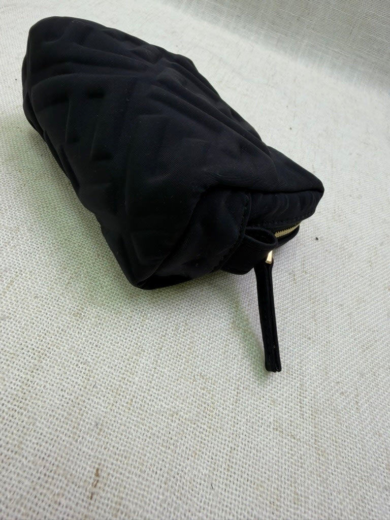 Fendi Black Embossed Zucca Zippy Pouch