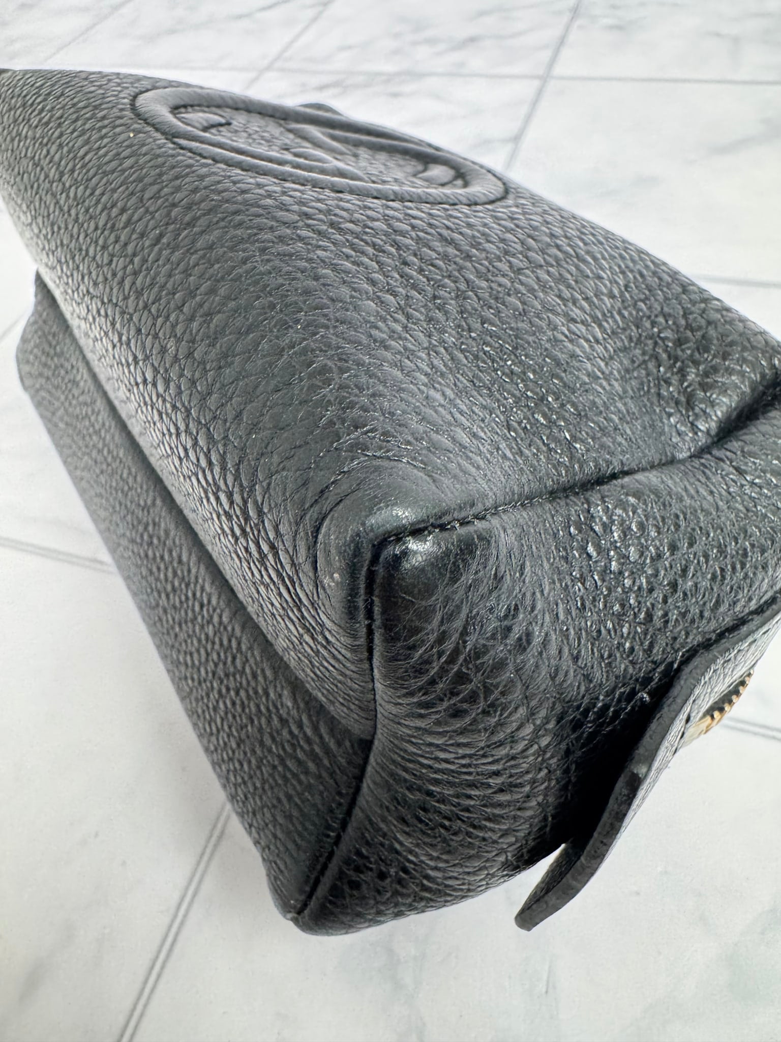 Gucci Black Grained Leather Soho Cosmetic Pouch