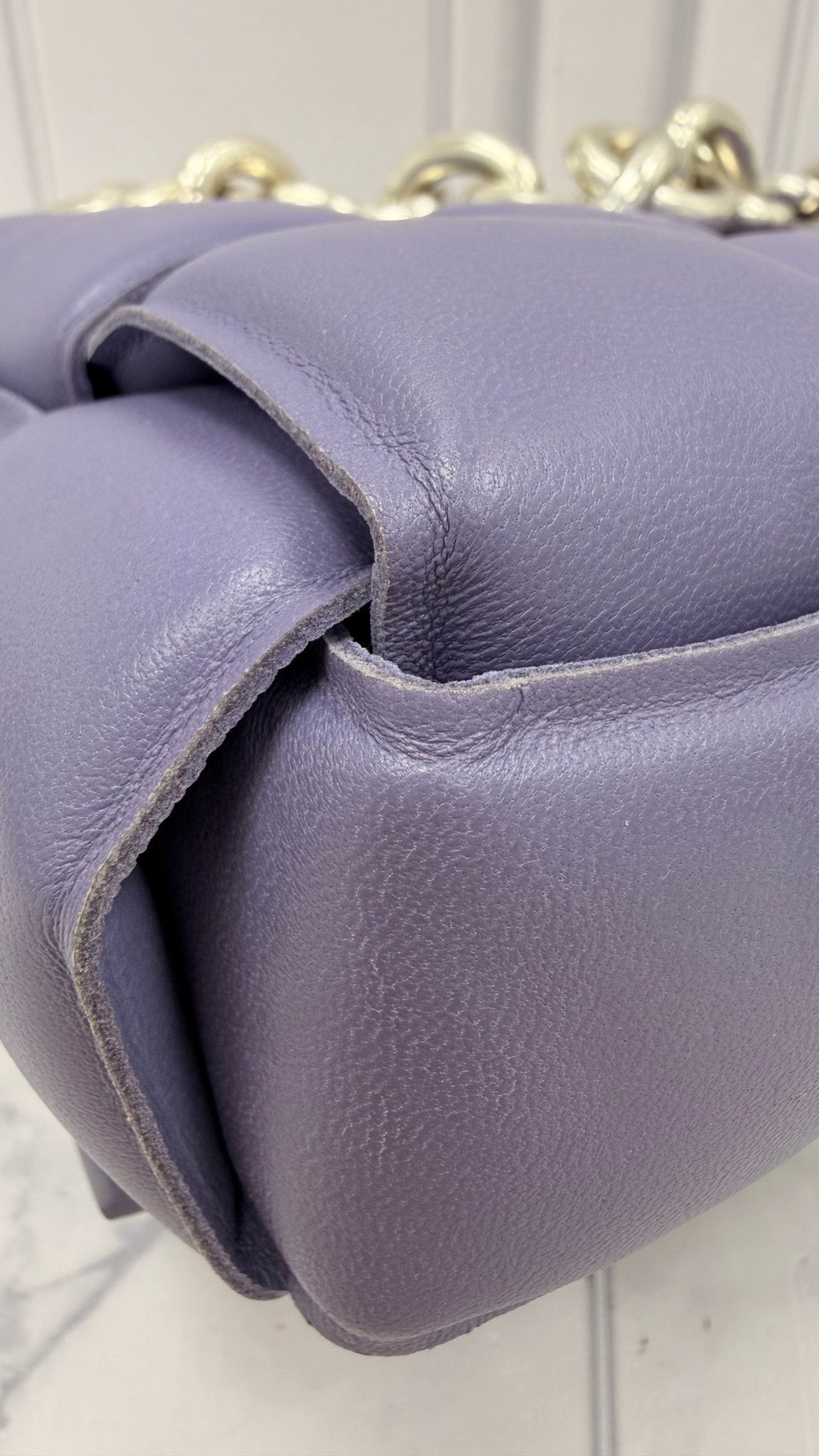 Bottega Veneta Purple Lambskin Leather Padded Chain Cassette Bag