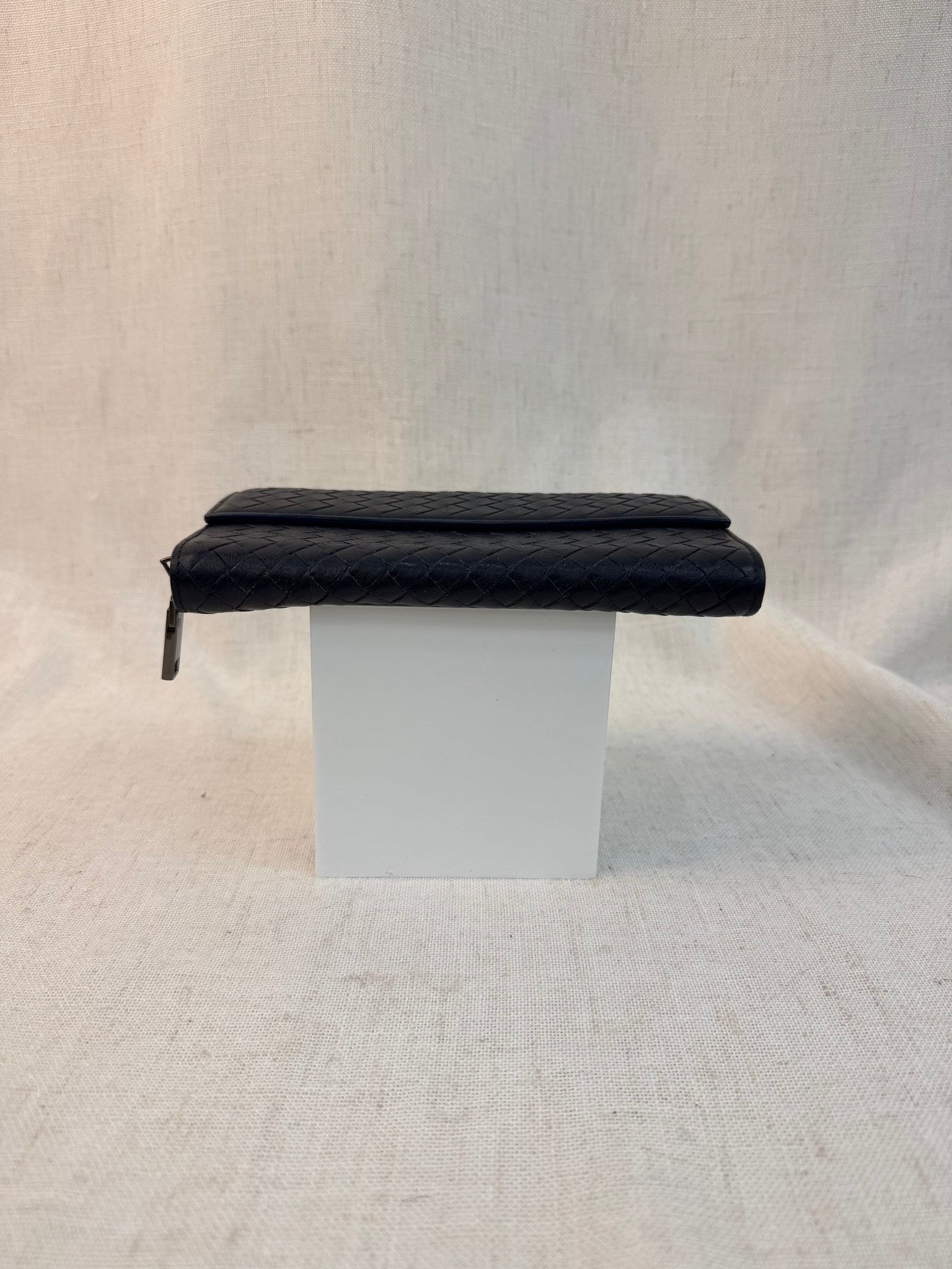 Bottega Veneta Blue Leather Intrecciato Long Wallet