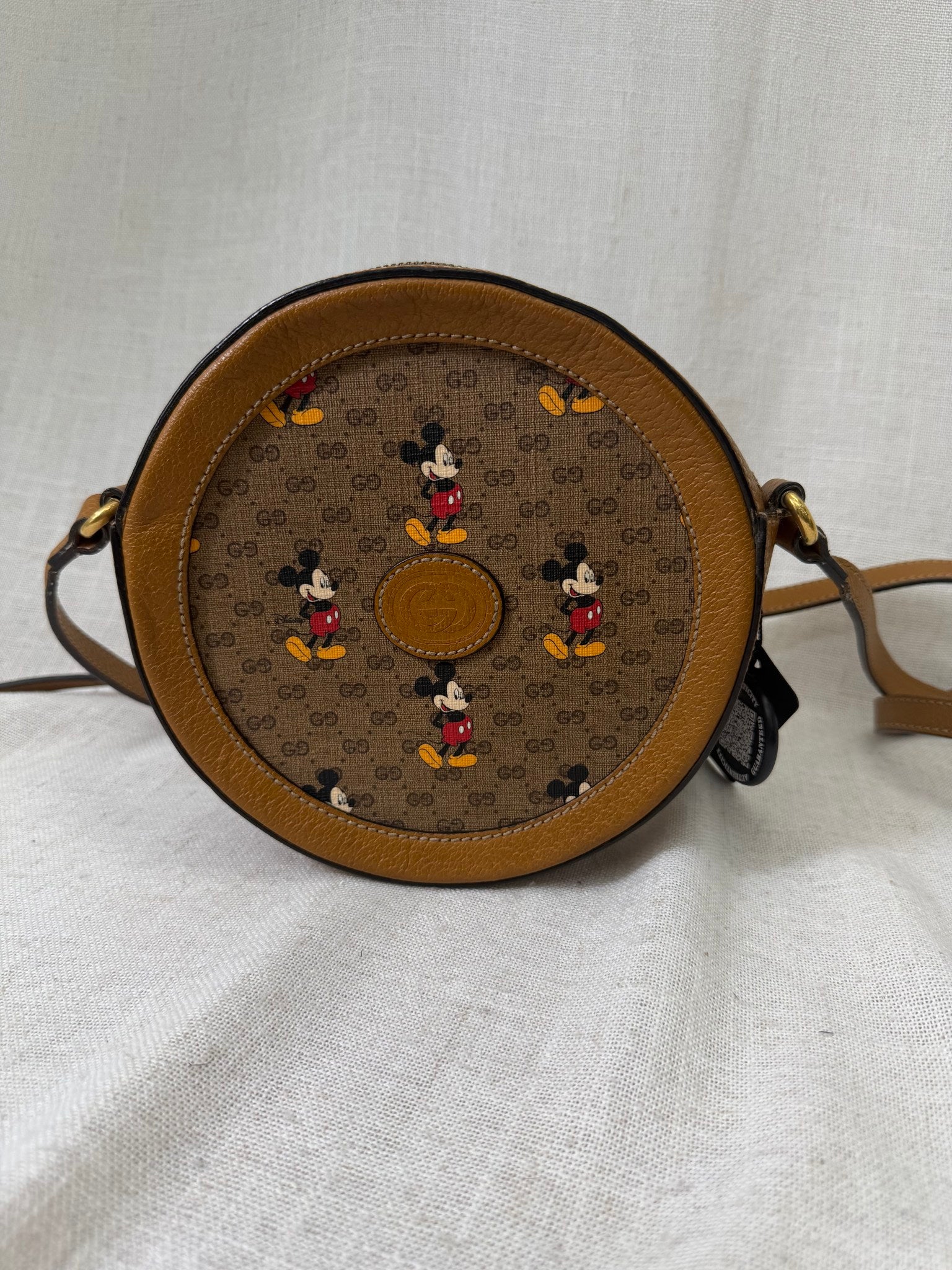 Gucci X Disney Brown Monogram  Mickey Mouse Crossbody Bag