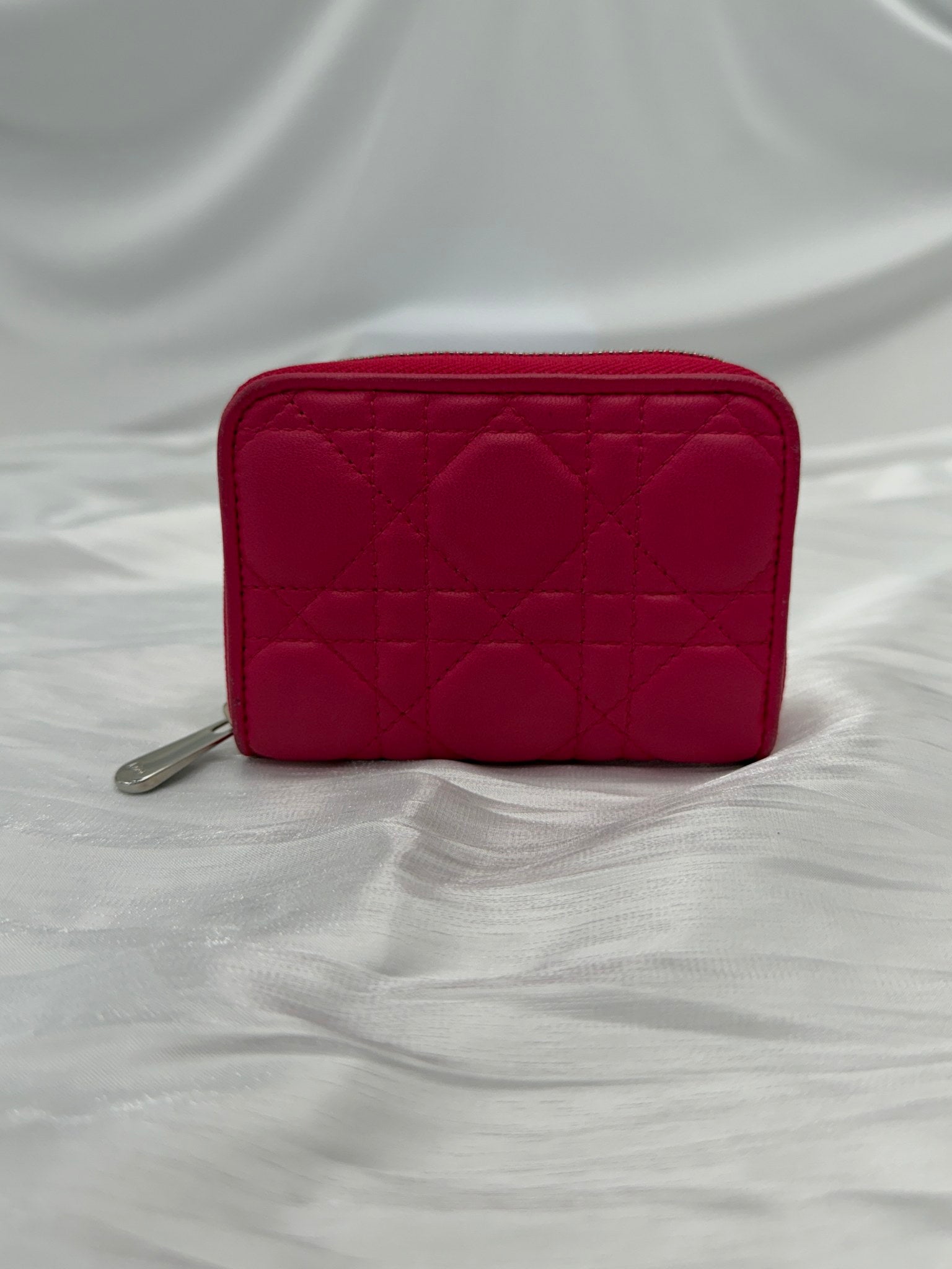 Christian Dior Pink Cannage Leather Compact Zippy Wallet