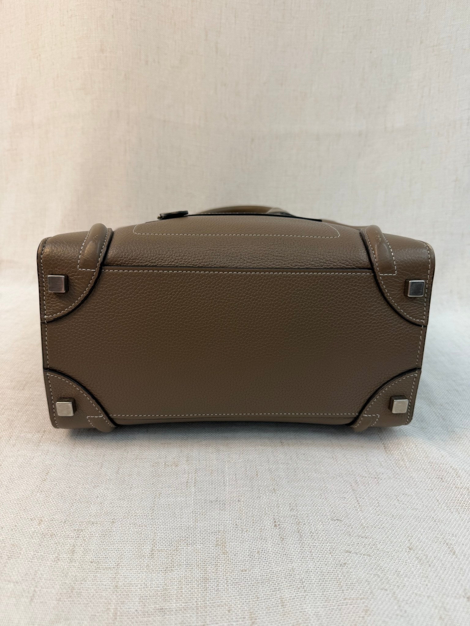 Celine Taupe Leather Micro Luggage Handbag