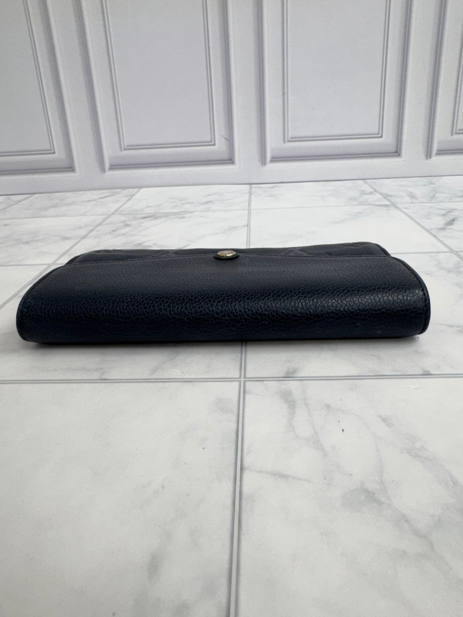 Louis Vuitton Navy Blue Monogram Empreinte Leather Sarah Wallet