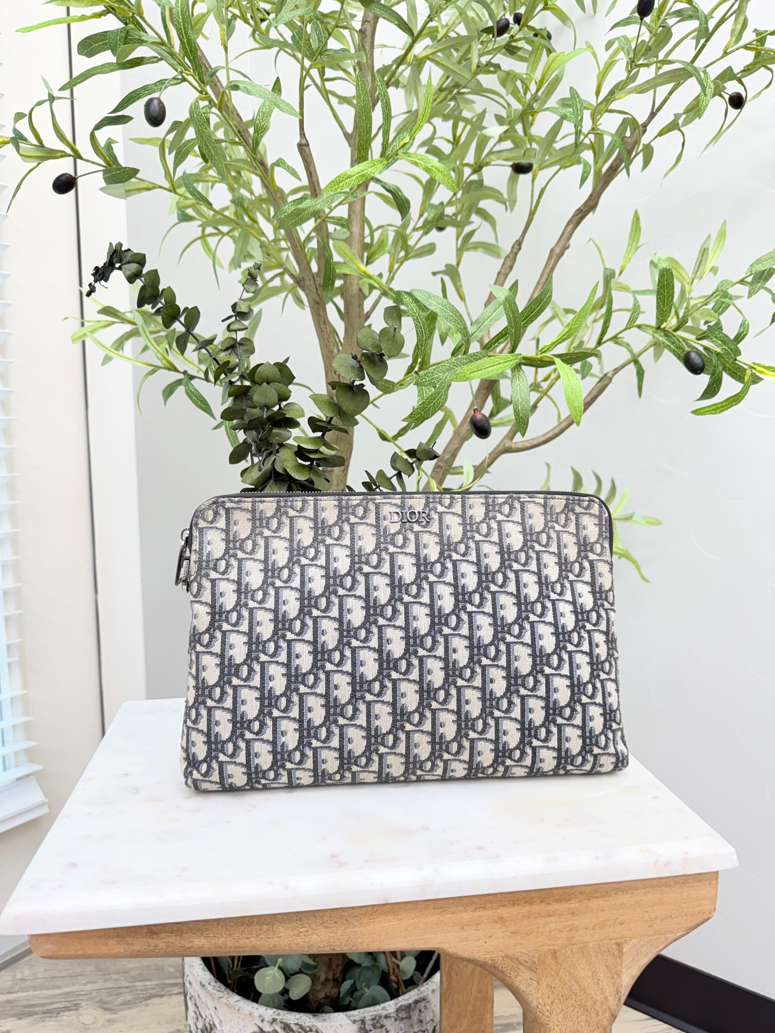 Christian Dior Jacquard Blue Canvas Toiletries Pouch