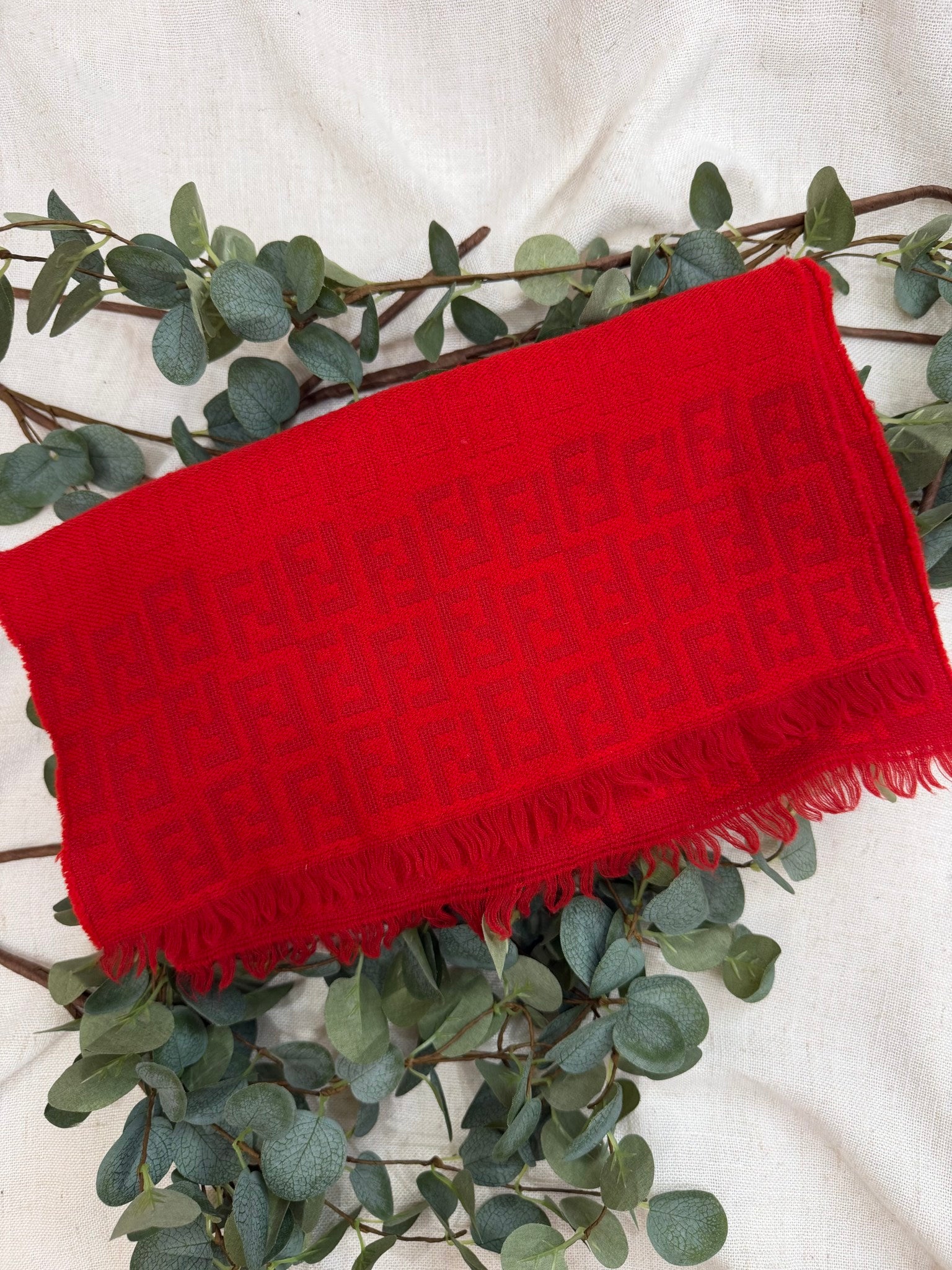 Fendi Red Monogram Scarf 
