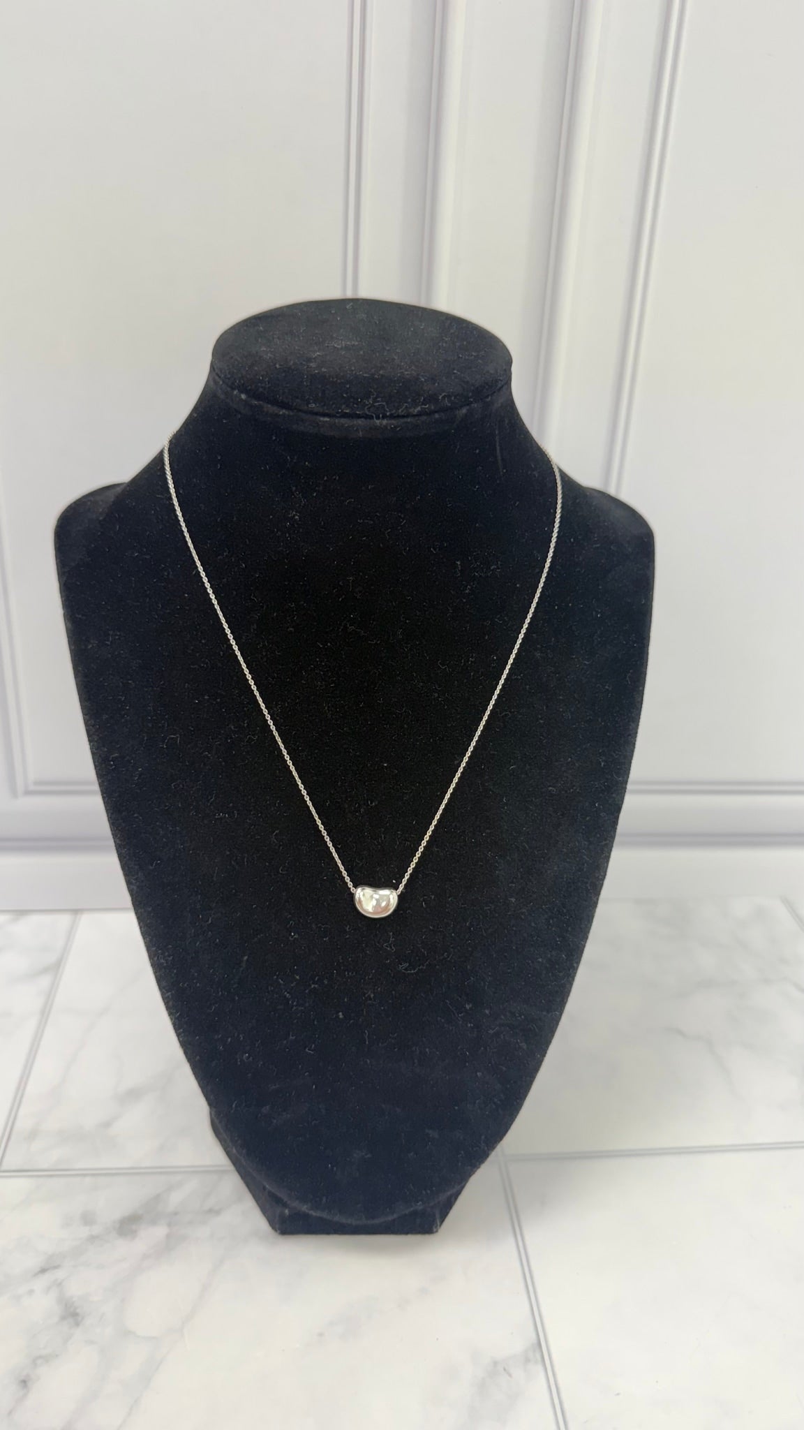Tiffany & Co Silver Small Bean Necklace 