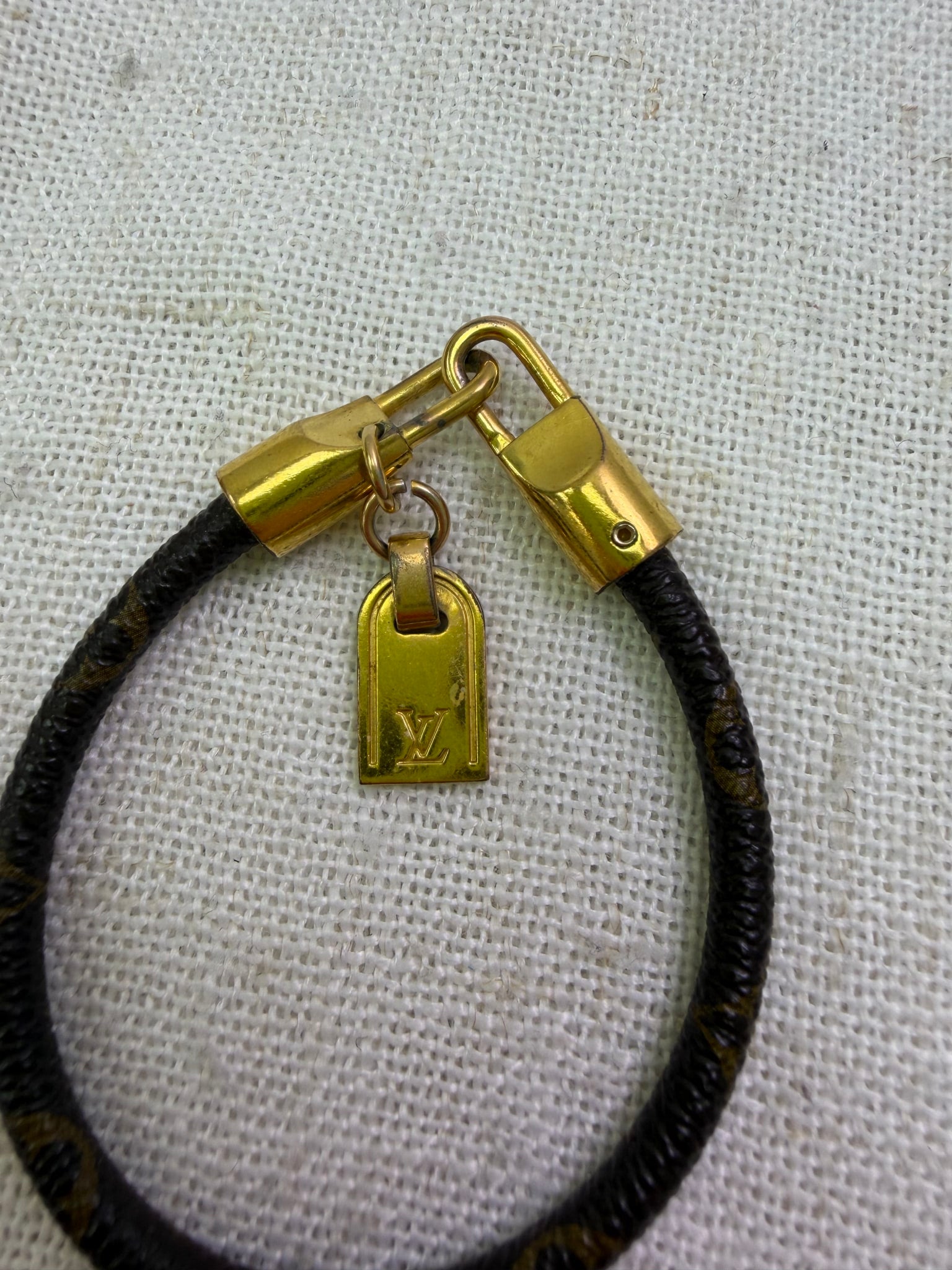 Louis Vuitton Monogram & Gold Tone Lock It Bracelet 