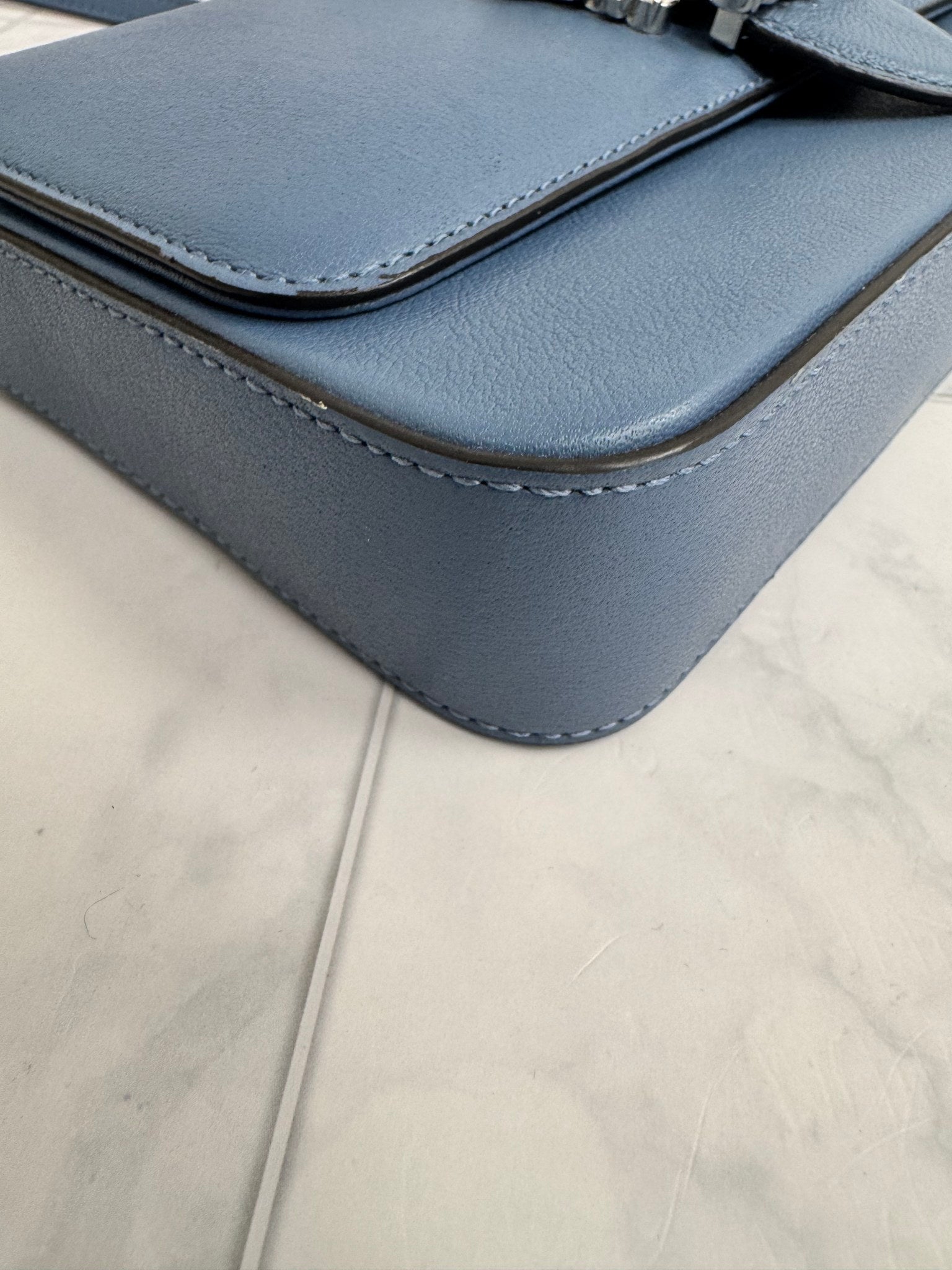 Jimmy Choo Blue Leather Cheri Wallet On Chain