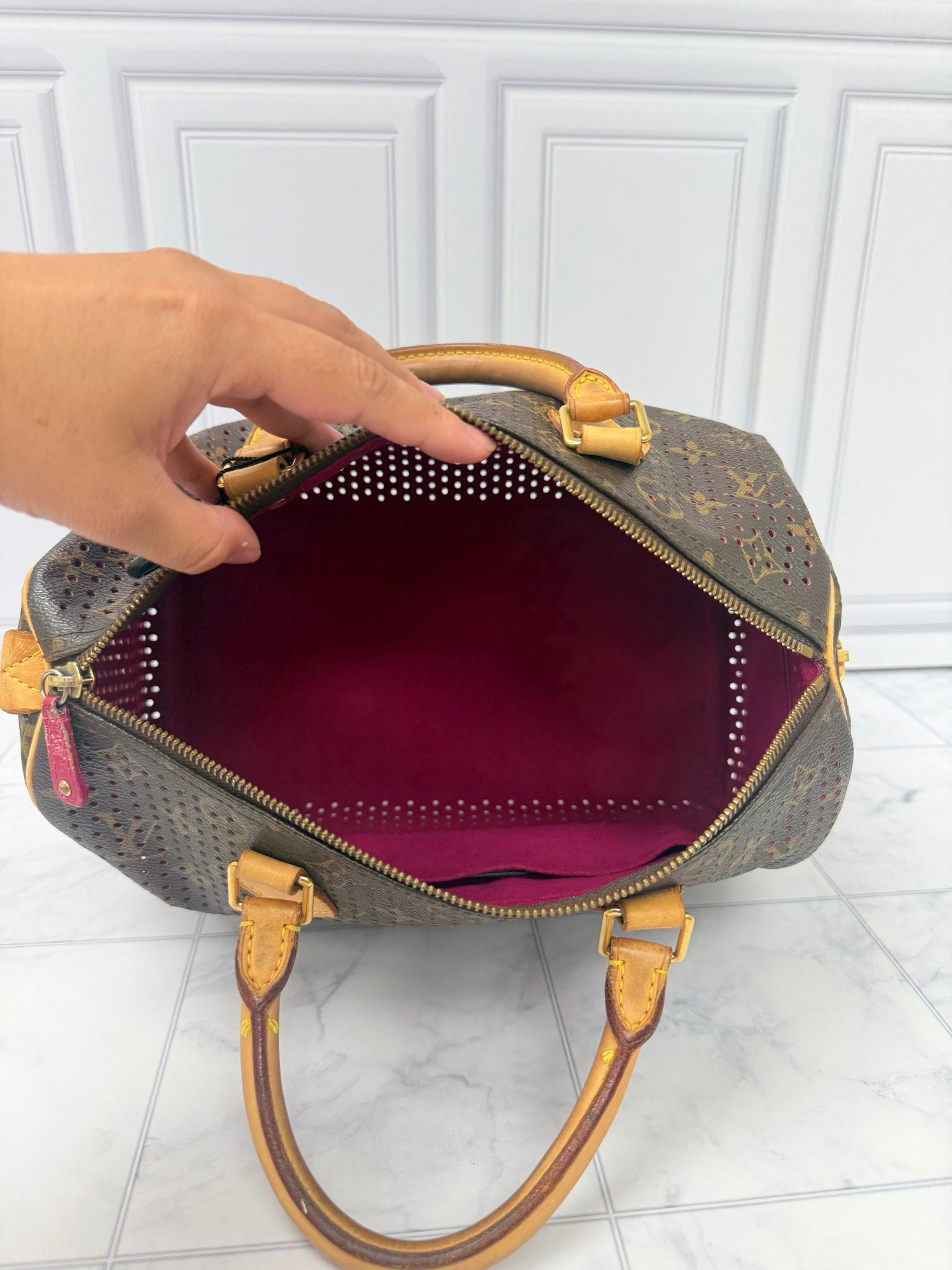 Louis Vuitton Monogram Fuchsia Perforated Speedy 30