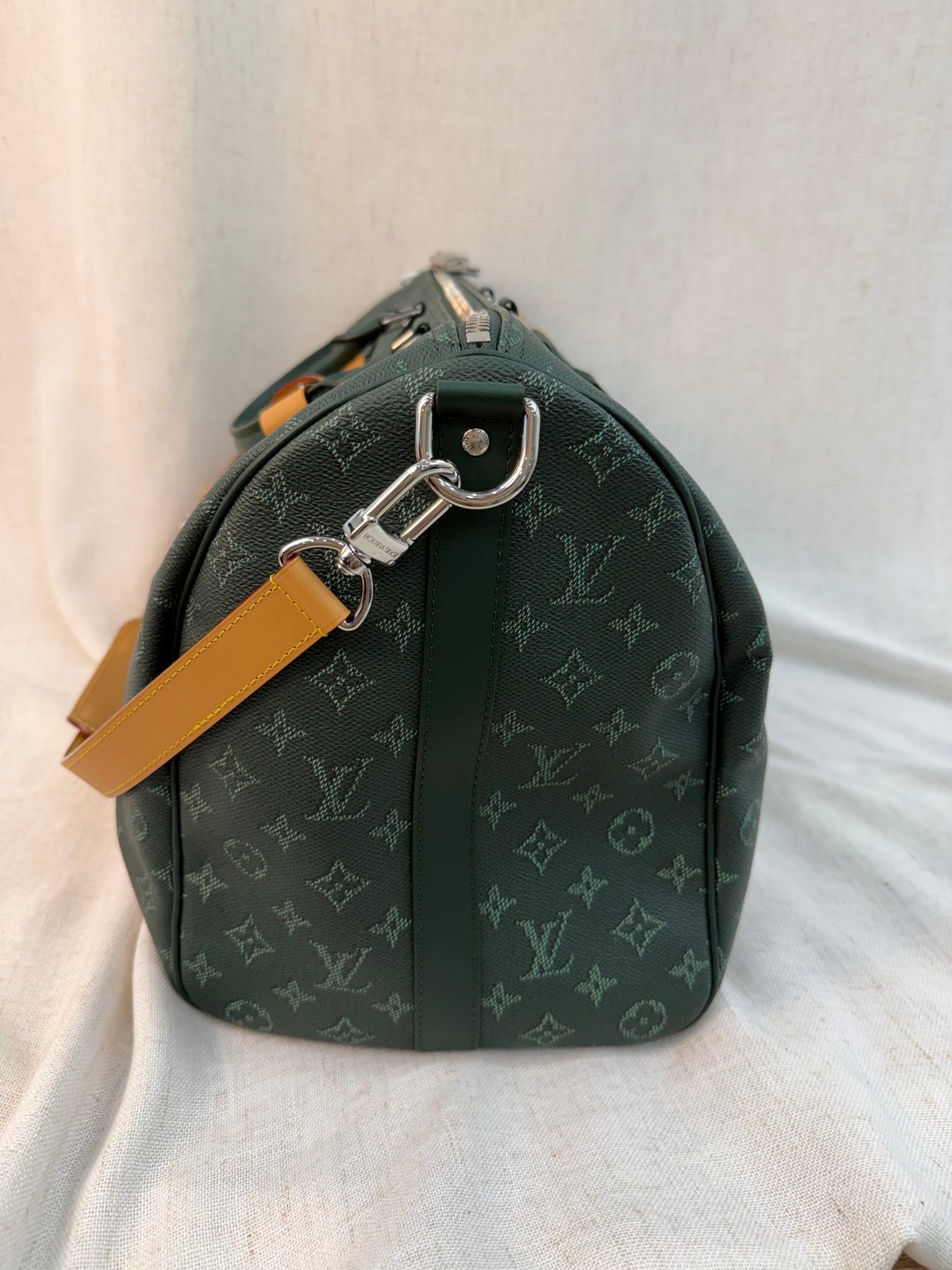 Lous Vuitton Green Monogram Keepall Bandouliere 50