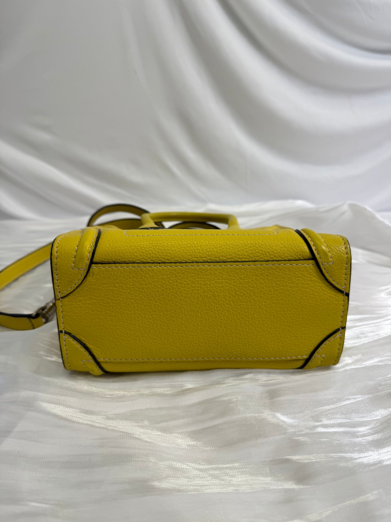 Celine Yellow Leather Nano Luggage Tote