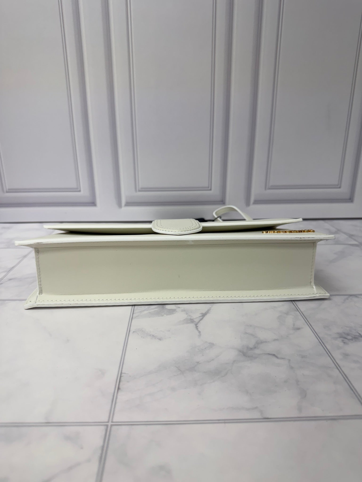 BRAND NEW - Jacquemus White Leather Le Bambino Long Shoulder Bag