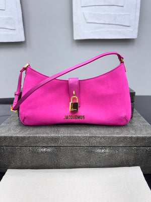 Jacquemus Pink Suede Le Bisou Cadenas Shoulder Bag
