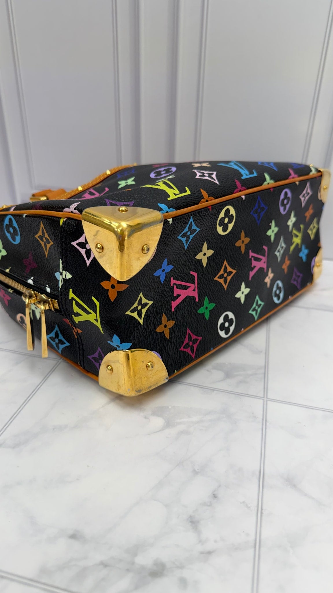Louis Vuitton Black Multicolor Monogram Trouville Handbag