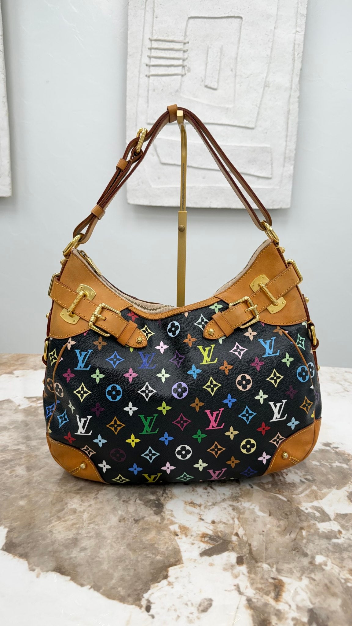 Louis Vuitton Black Multicolor Monogram Greta Shoulder Bag