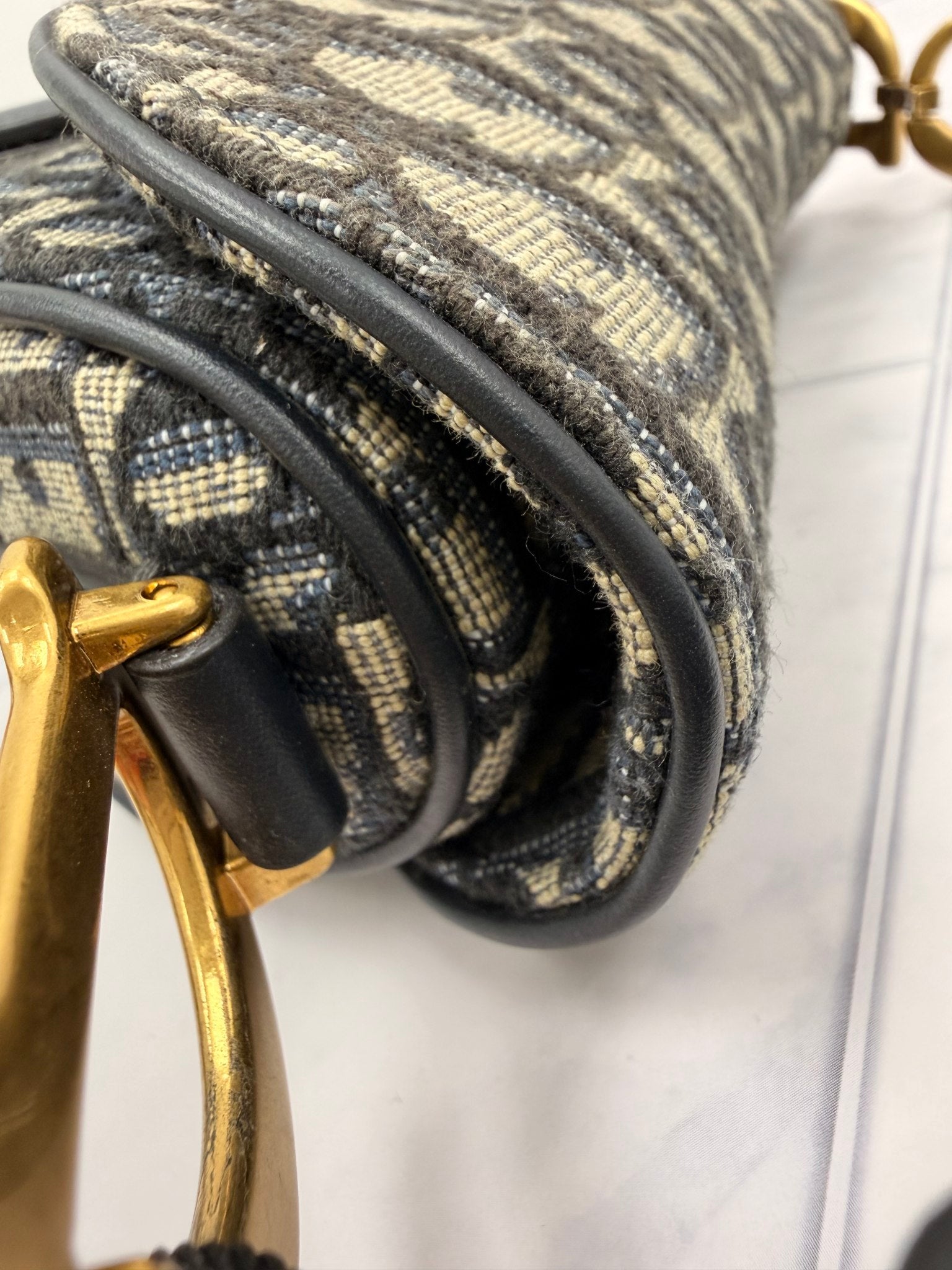 Christian Dior Oblique Jacquard Mini Saddle Bag 