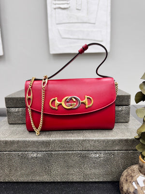 Gucci Red Leather Interlocking G Zumi 2Way Bag