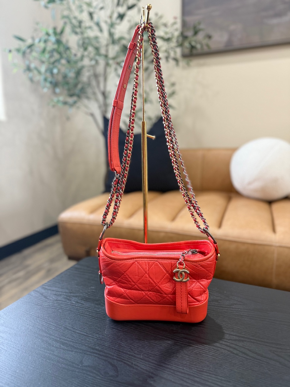 Chanel Orange Calfskin Quilted Gabrielle