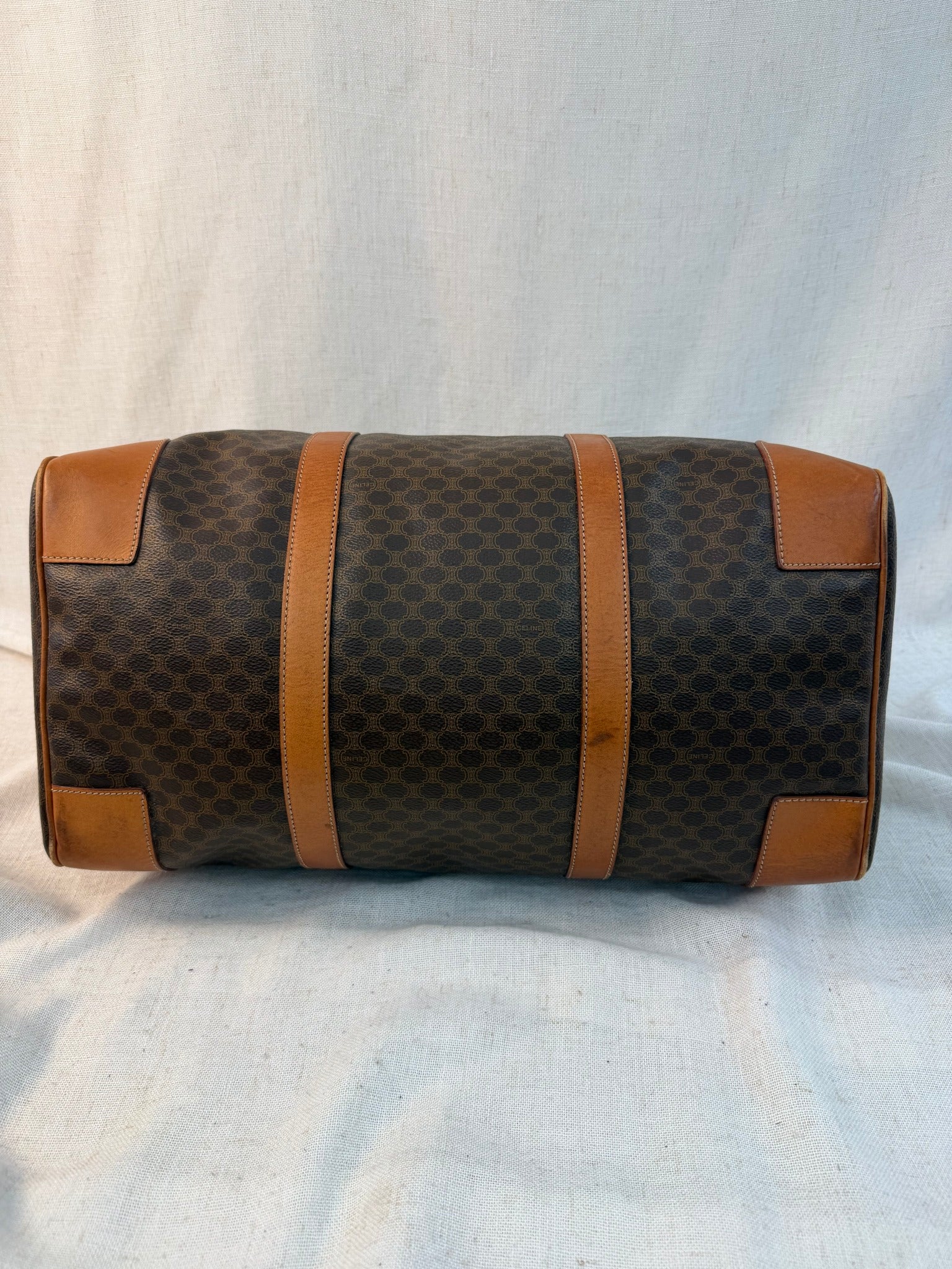 Celine Brown Coated Canvas Macadam Weekend Bag