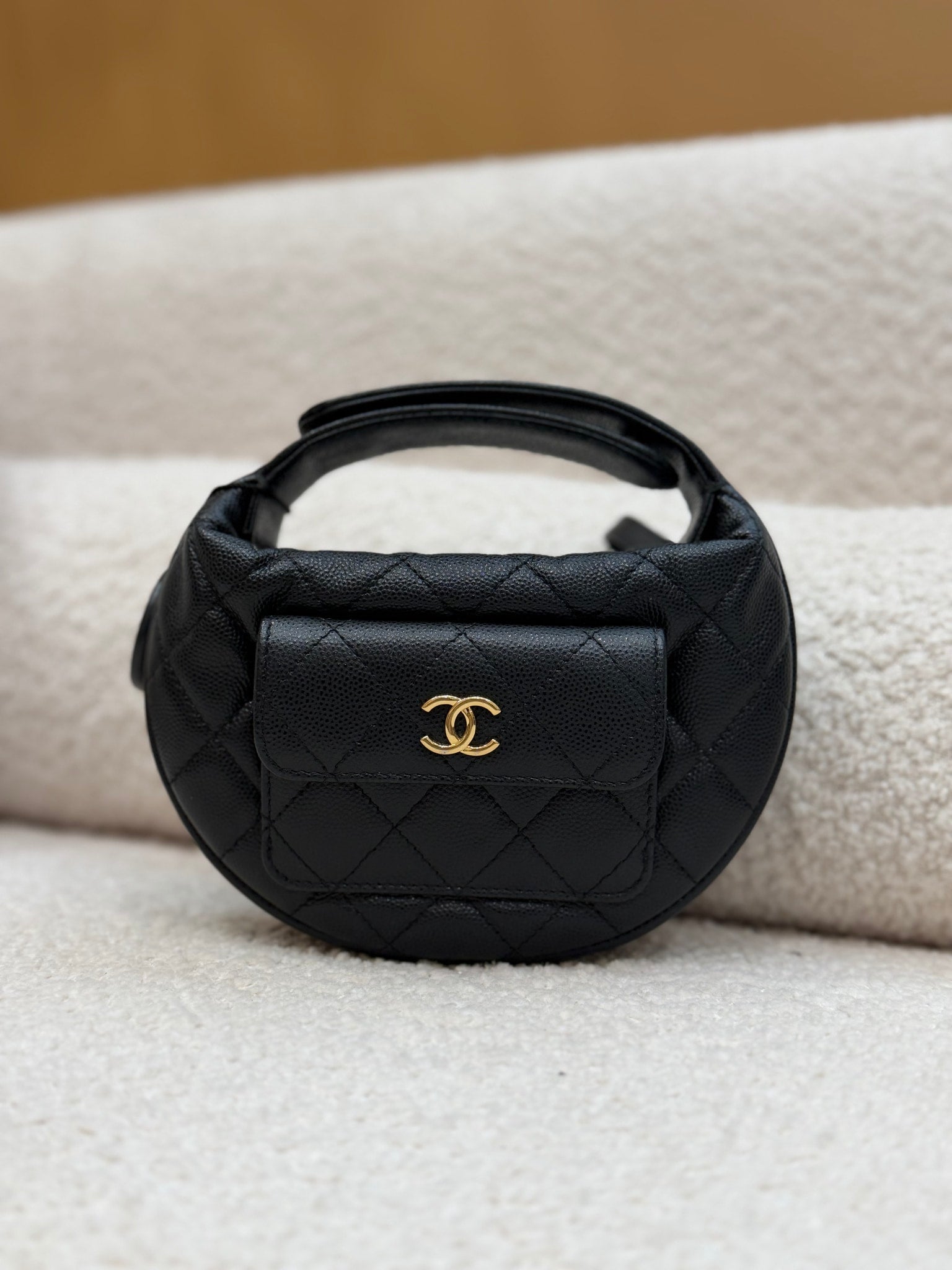 Chanel Black Caviar Leather Polly Pocket Bag