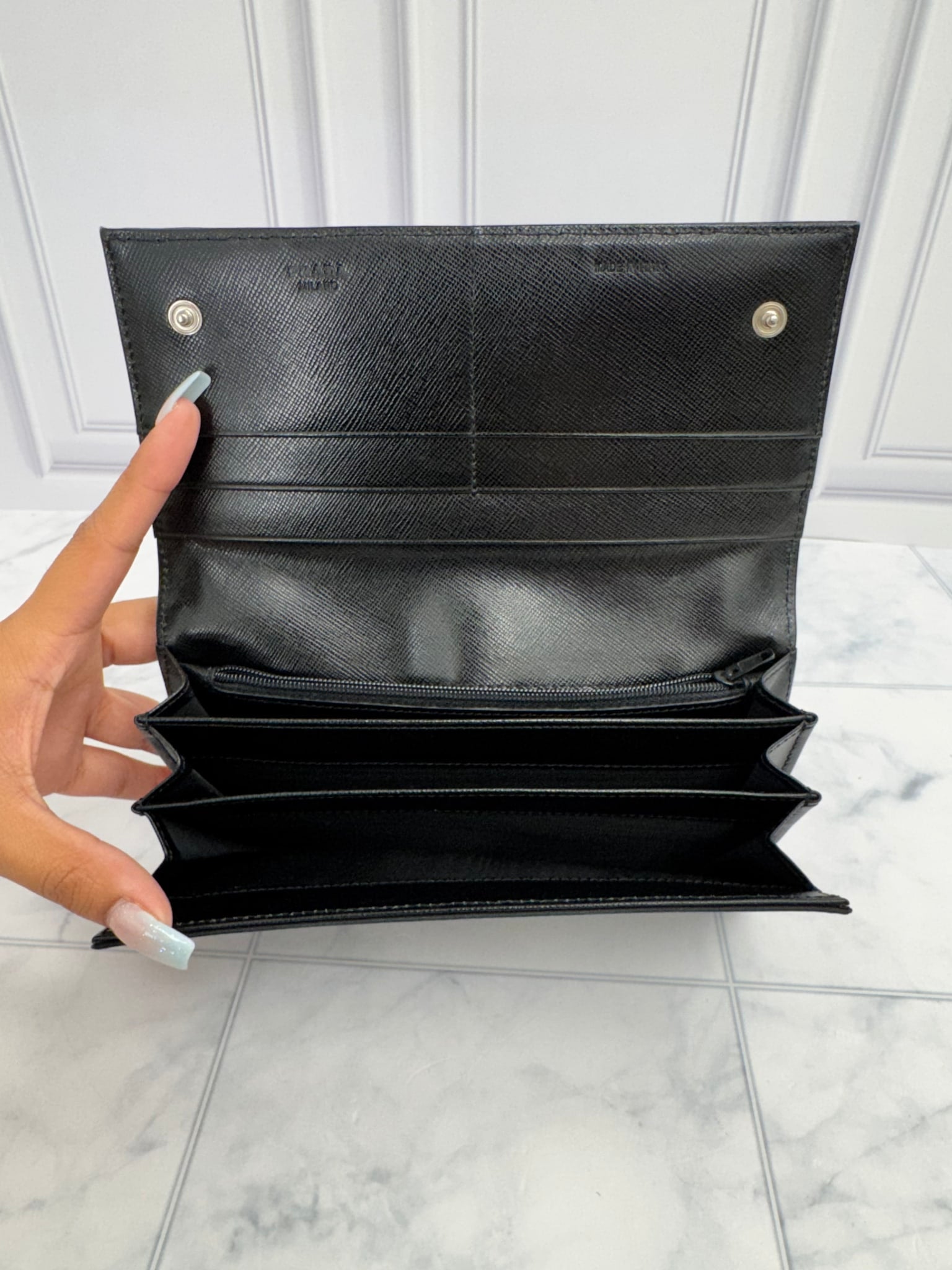 Prada Black Nylon Long Wallet