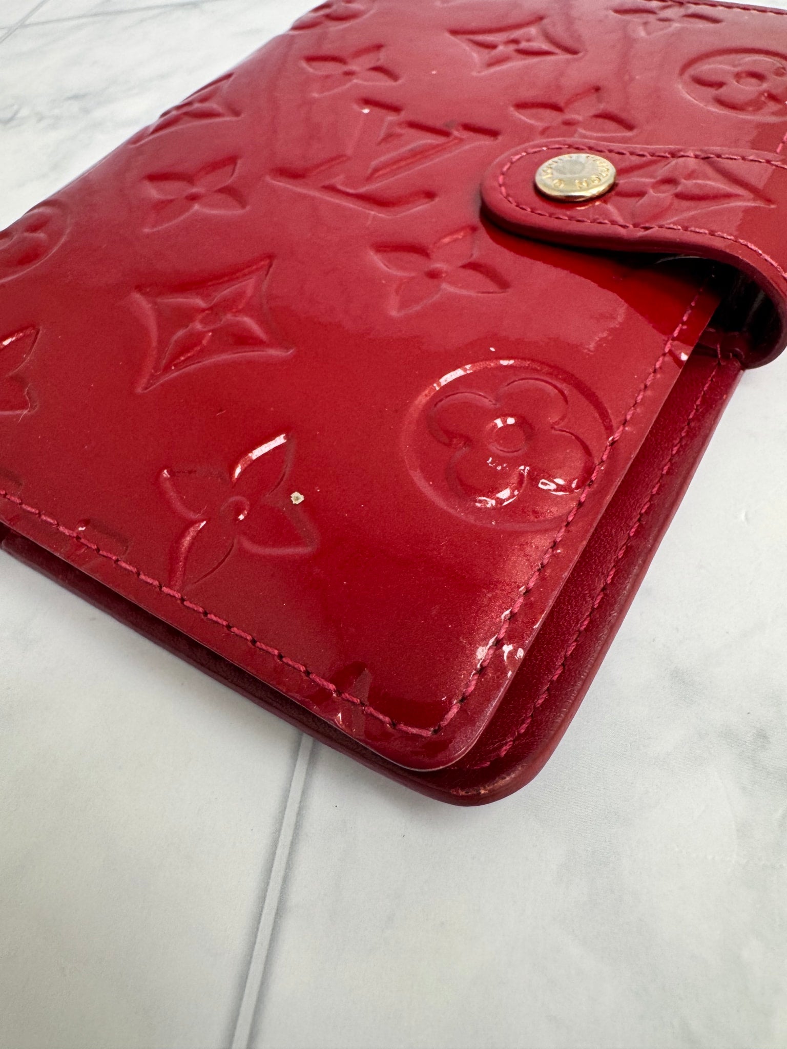 Louis Vuitton Red Vernis Monogram Agenda PM