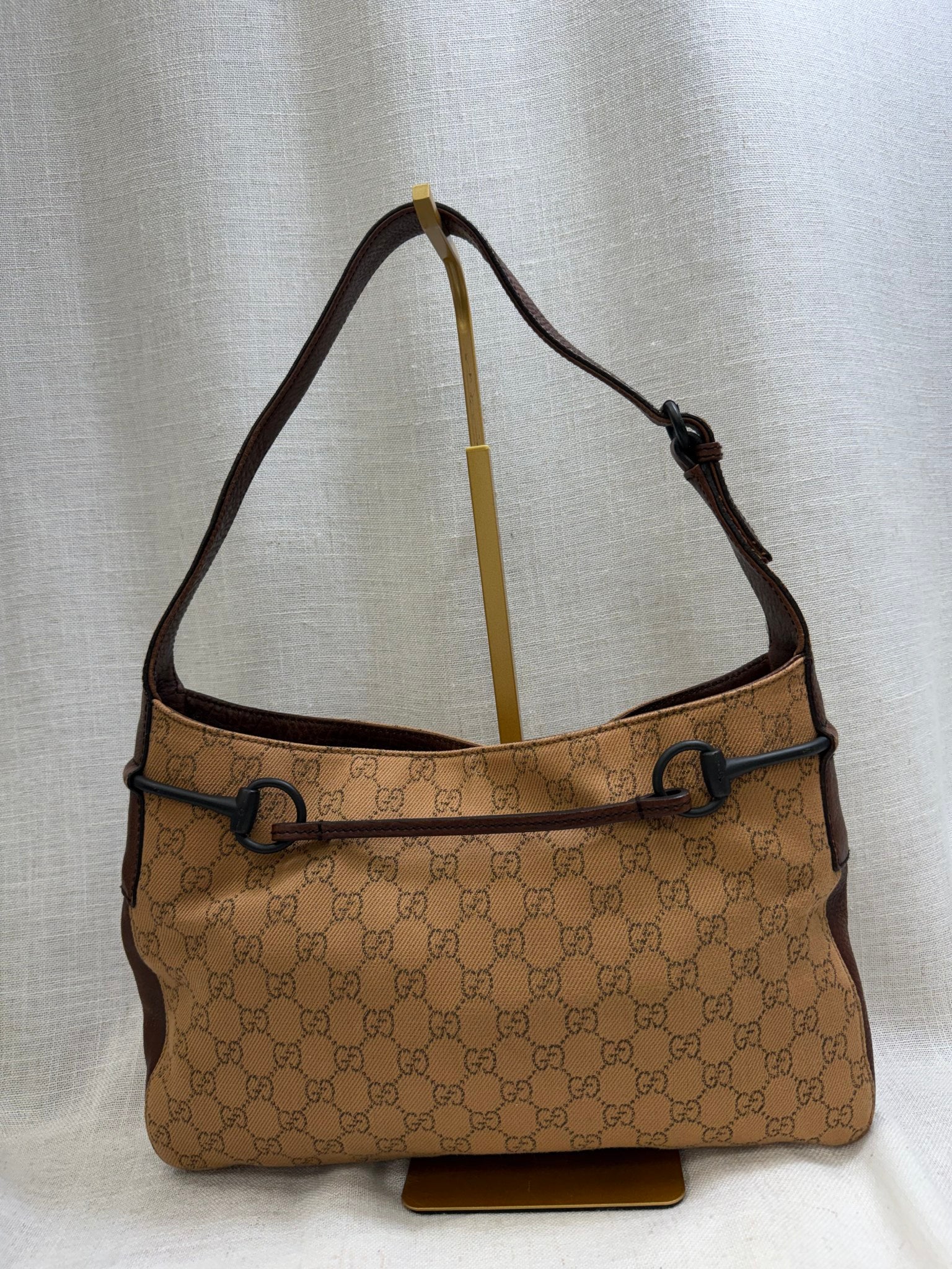 Gucci Brown GG Canvas Horsebit Shoulder Bag