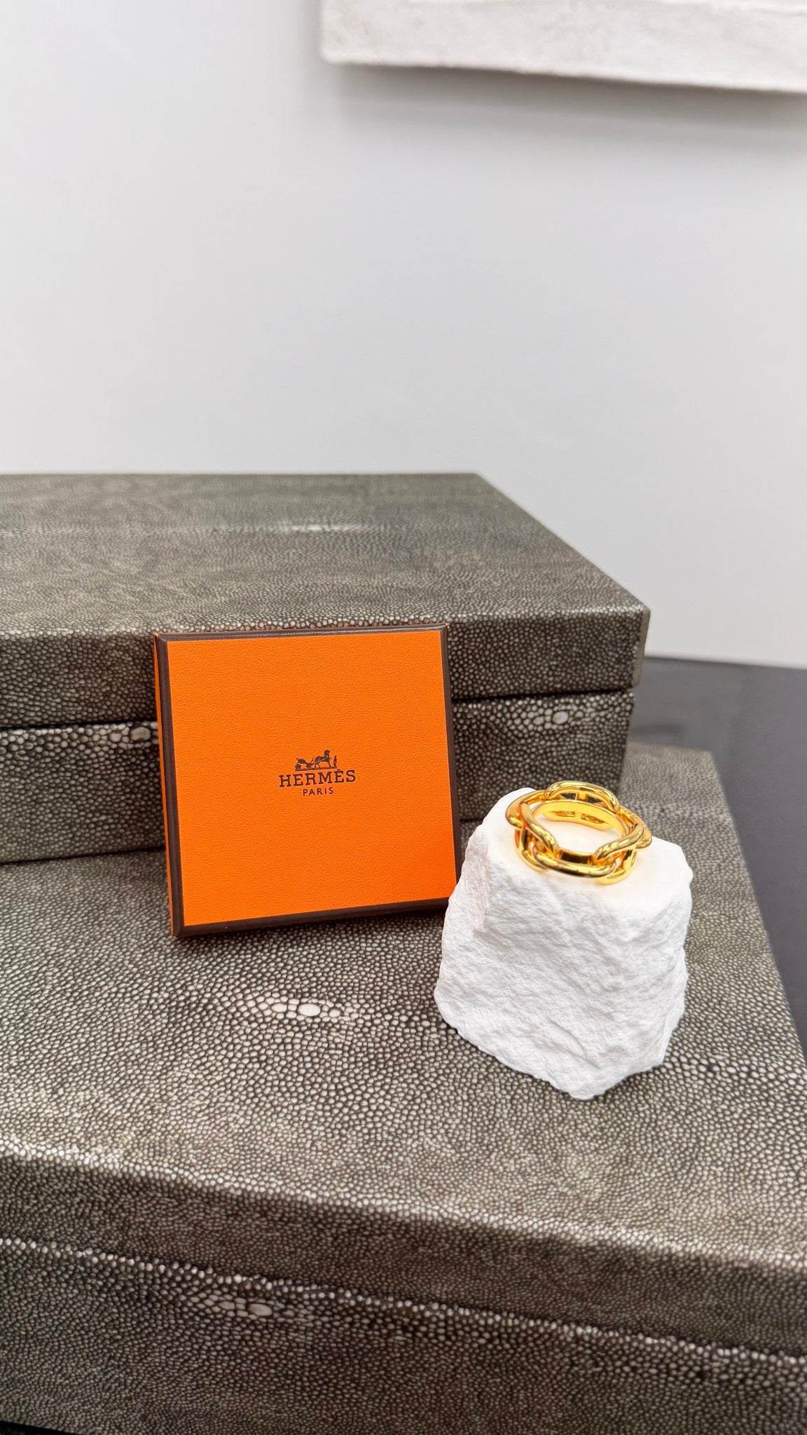 Hermes Gold Tone d'Ancre Scarf Ring