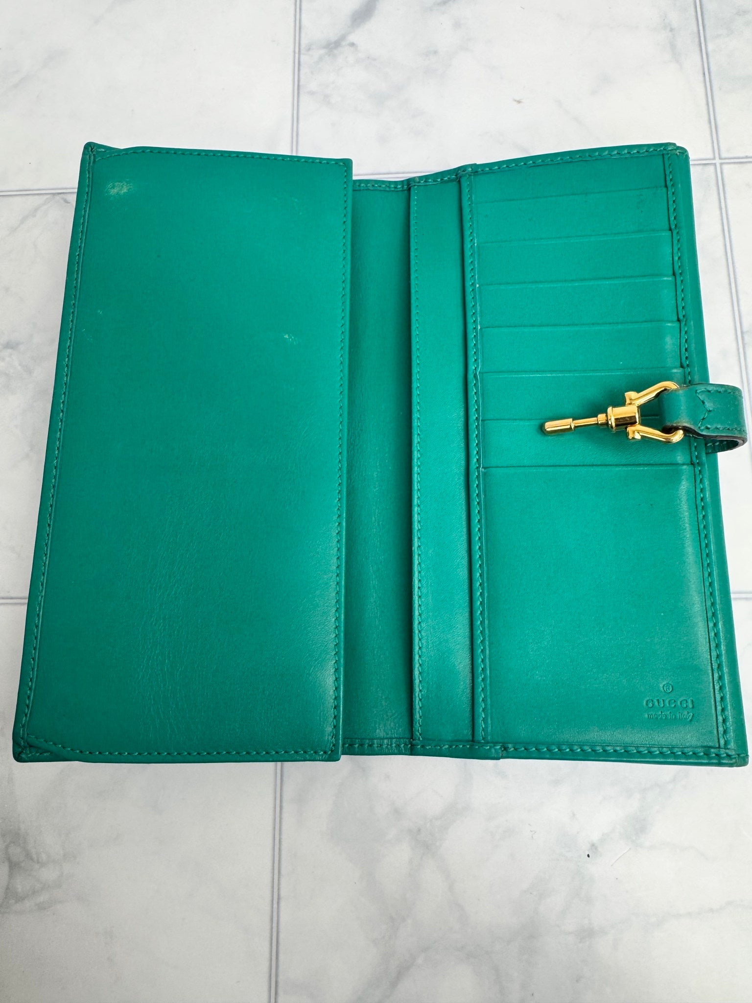Gucci Teal Leather Jackie Long Wallet