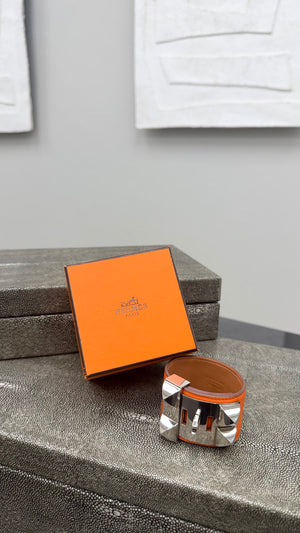 Hermes Orange Leather Collier De Chien Bracelet