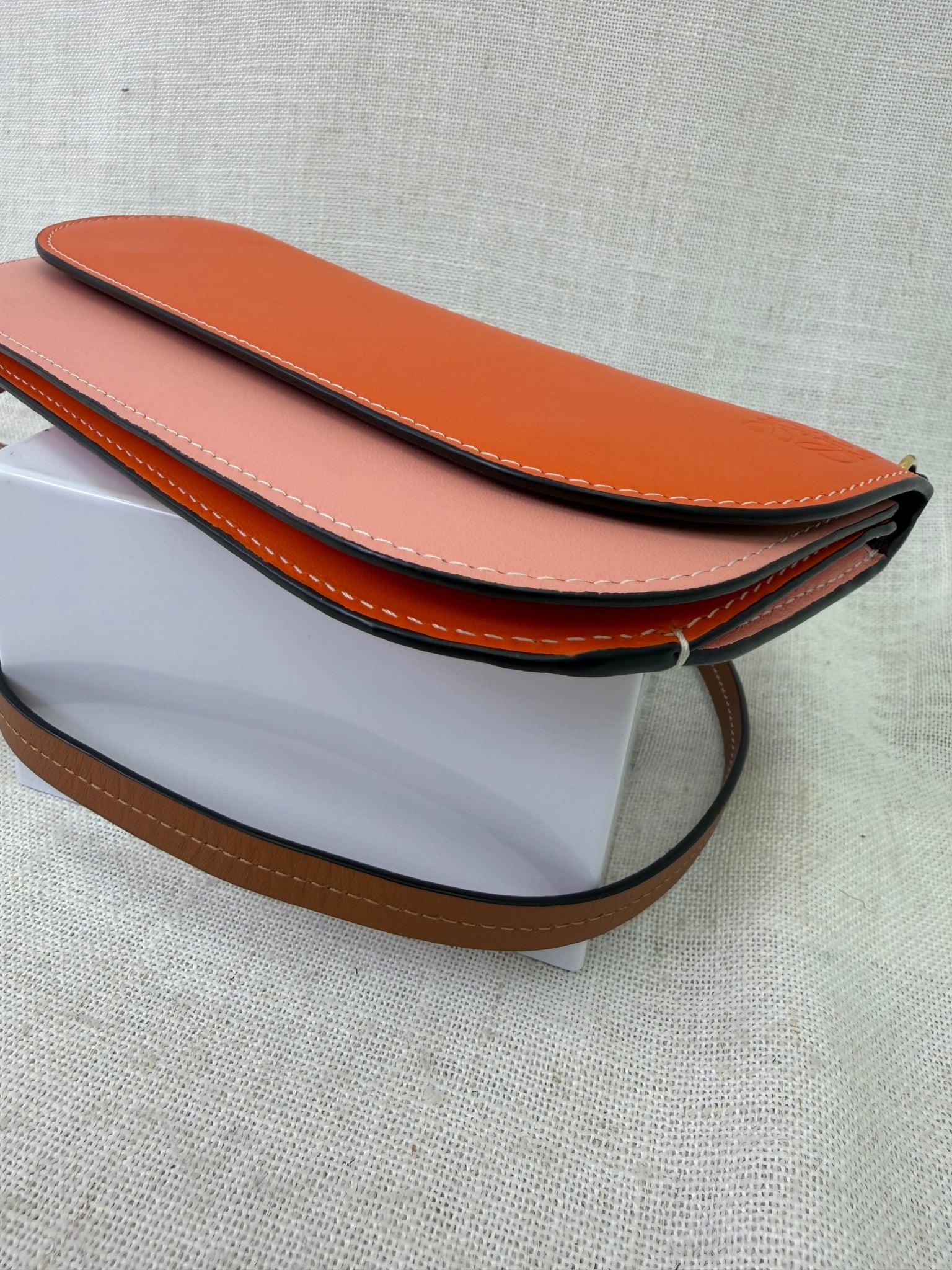 Loewe Orange & Pink Leather Gate Pochette Crossbody