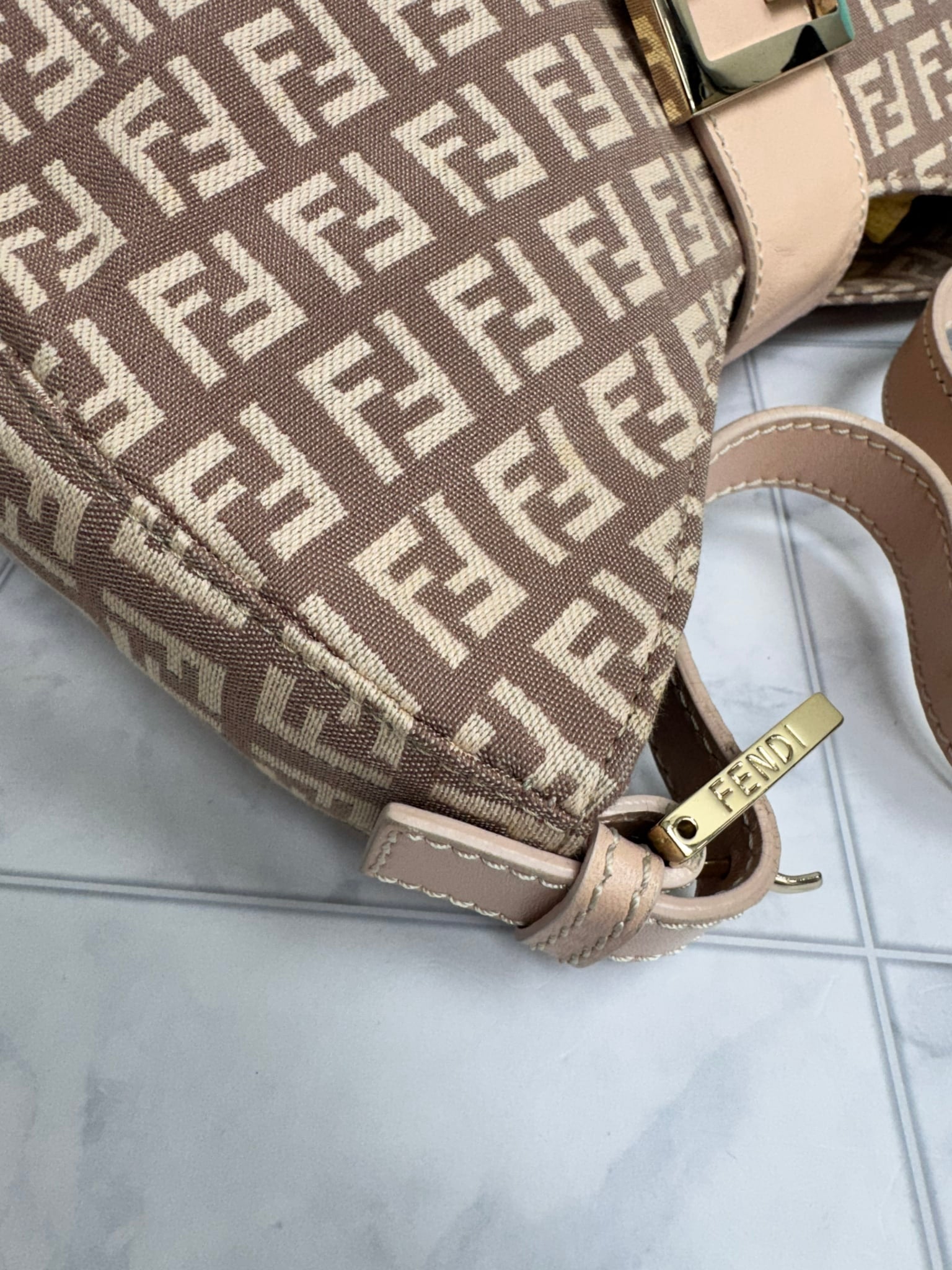 Fendi Pink Zucca Mamma Baguette Handbag