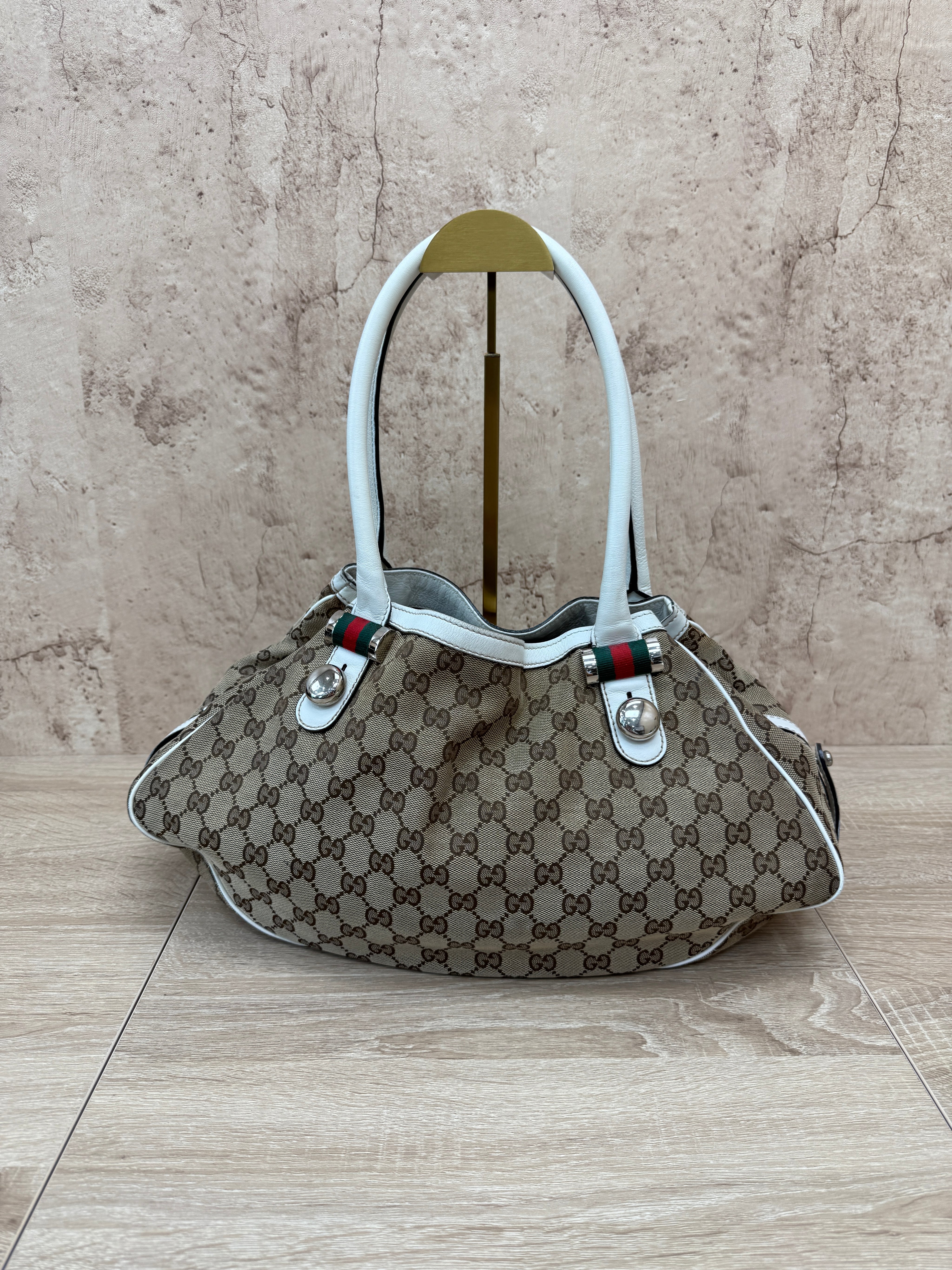 Gucci Beige GG Canvas Match Ball Sherry Line Tote Bag